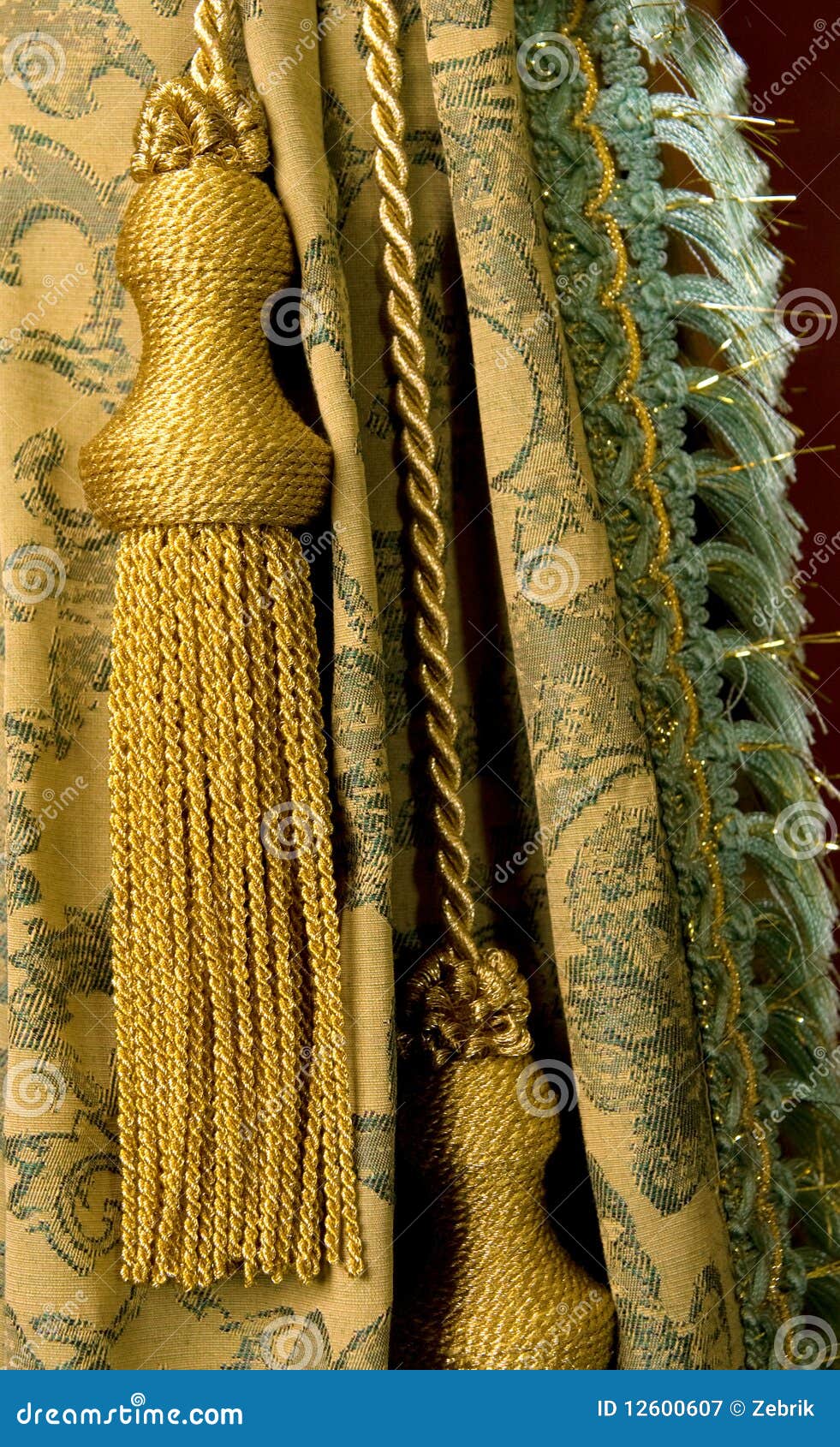 Curtain with a tassel stock image. Image of interior 12600607