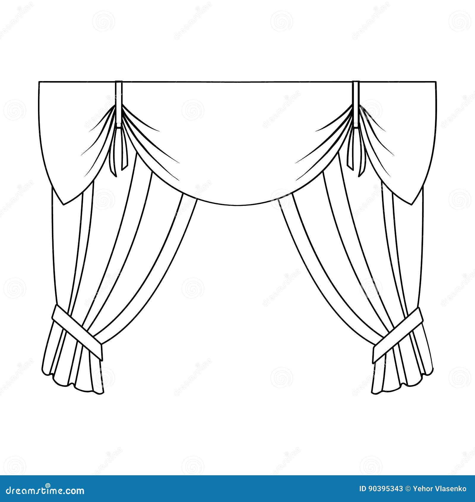 Curtains with Drapery on the Cornice.Curtains Single Icon in Outline ...