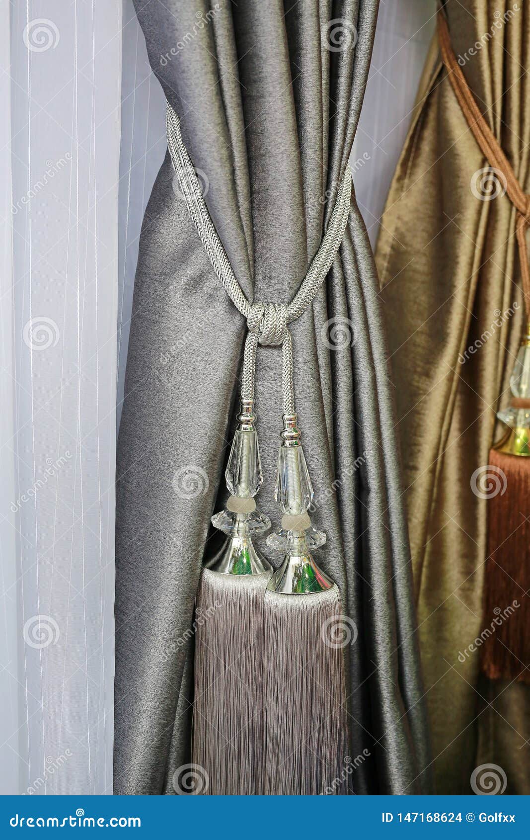 Curtains Tassel For Interior Luxury House Stock Photo