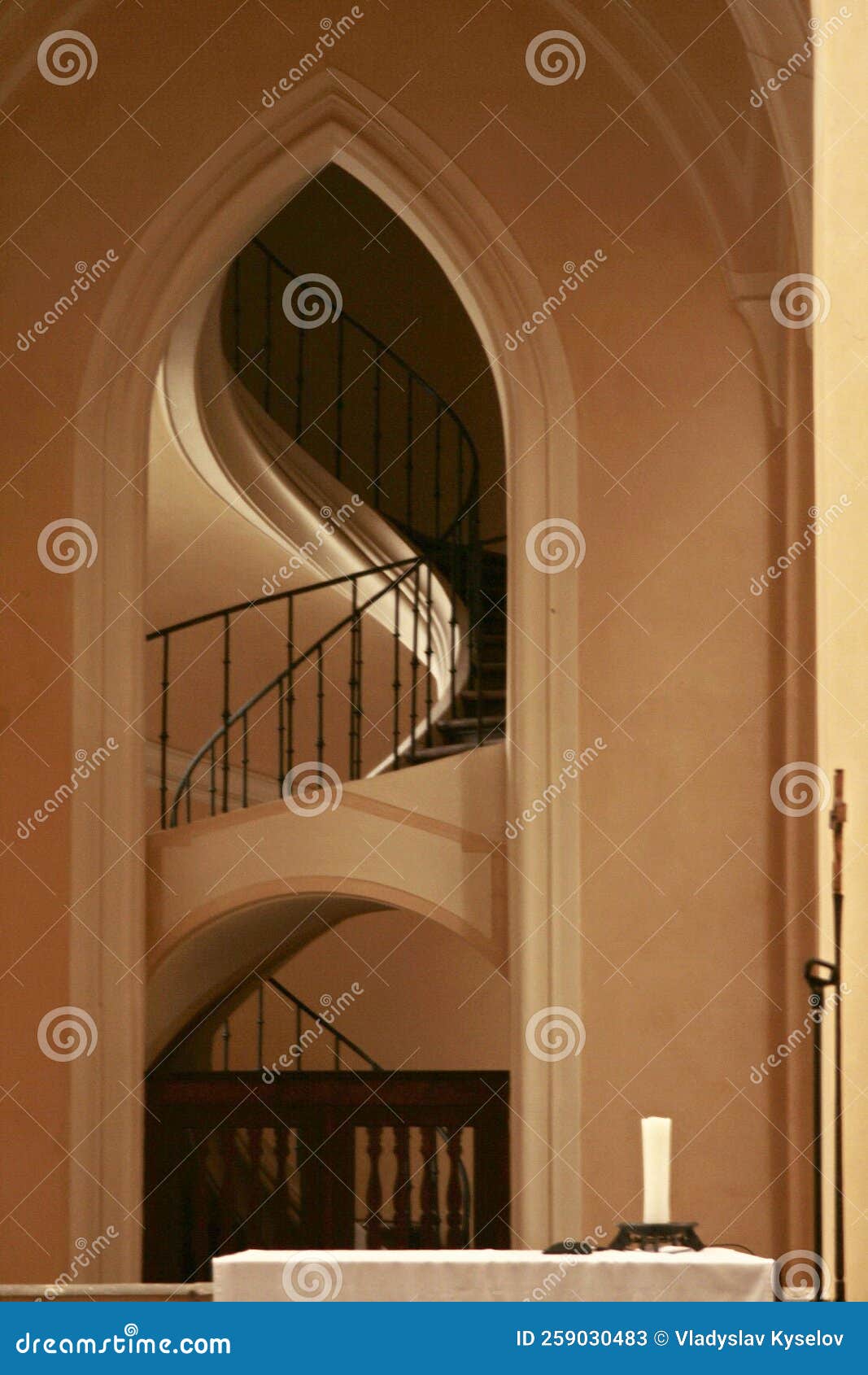 Curve Arch Inside Interior with Twisted Staircase Stock Image Image