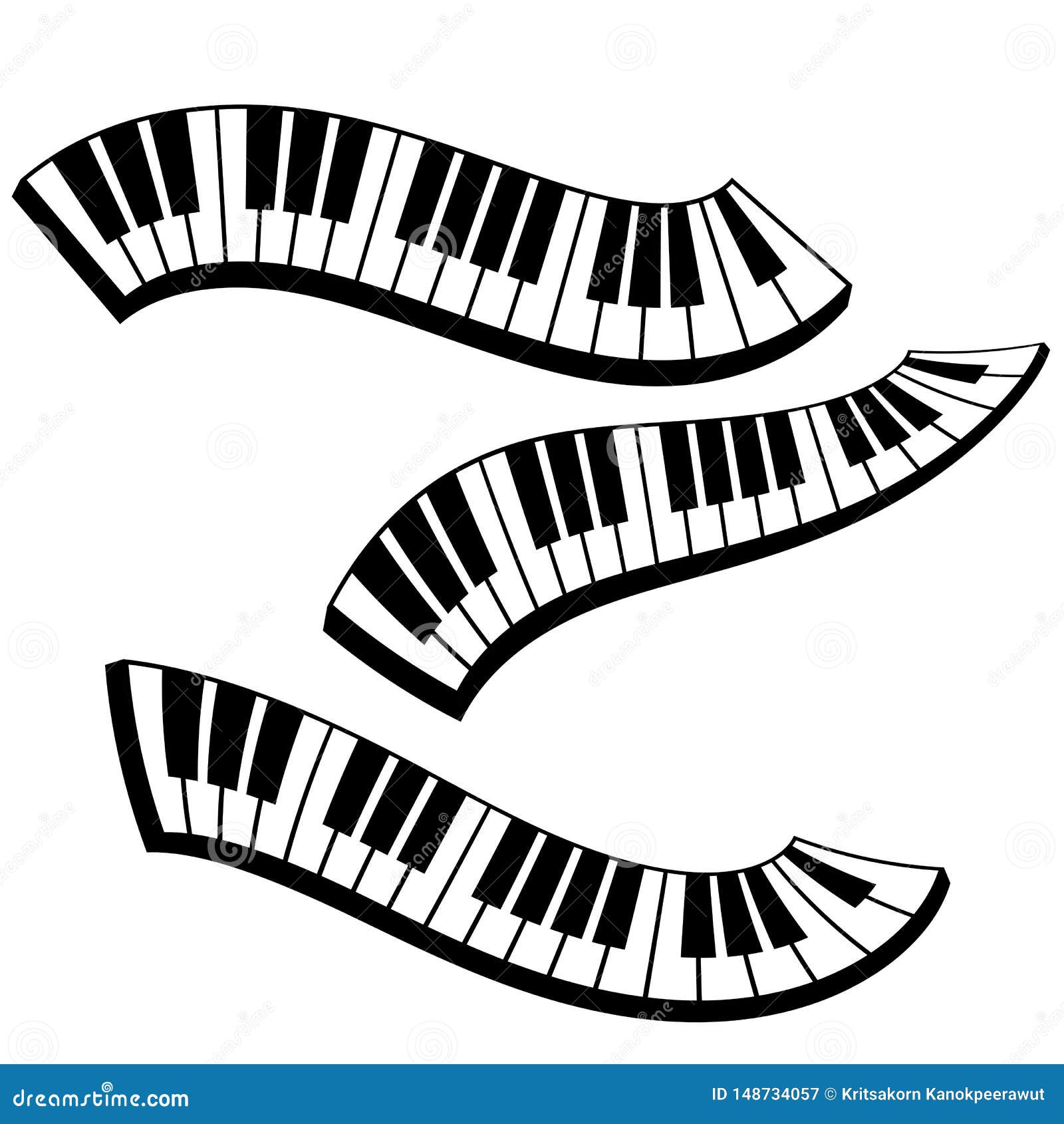 Curve Keyboard Piano Vector Stock Vector Illustration of