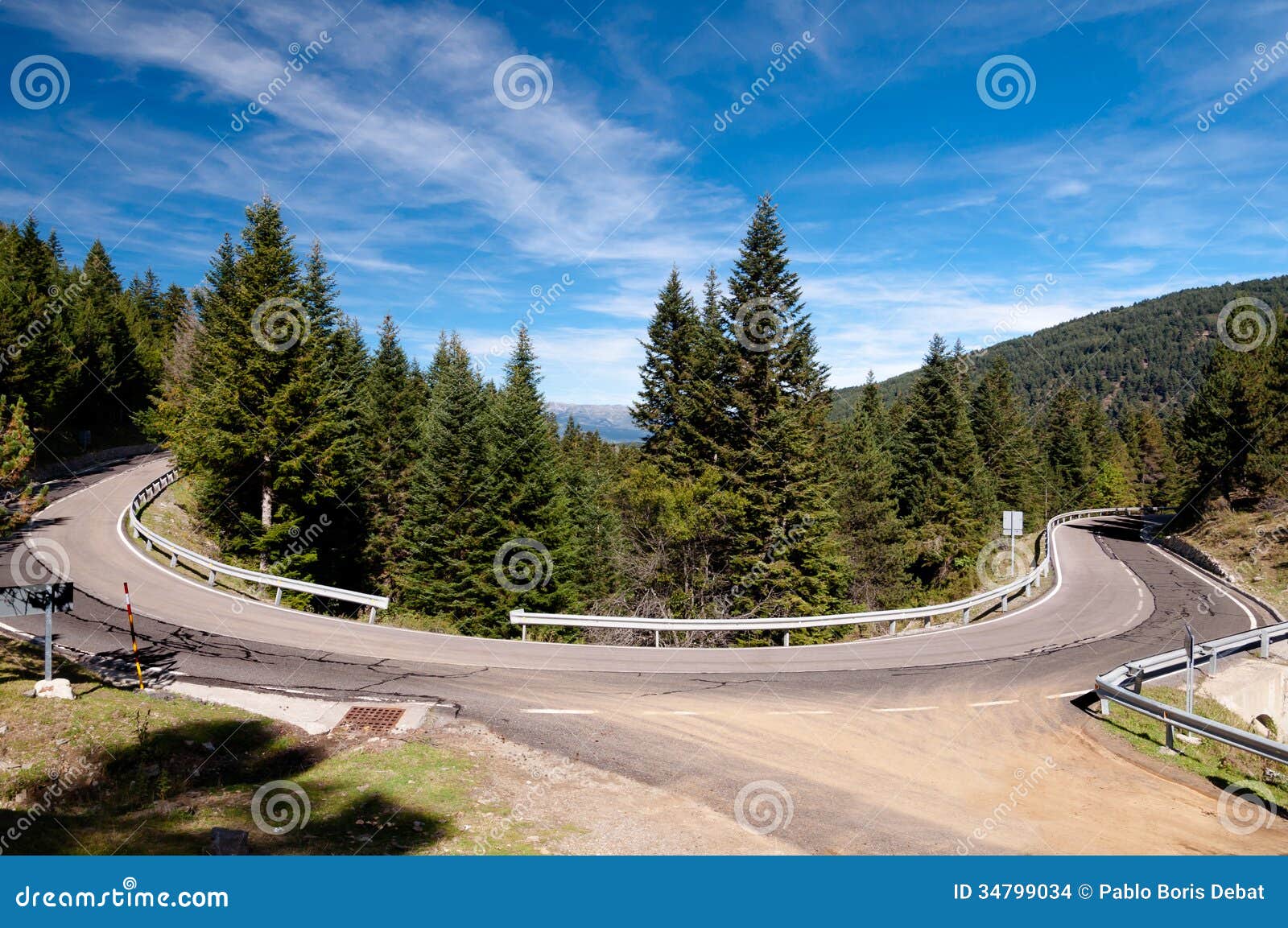 curve on road n-260 on spanish pirineos