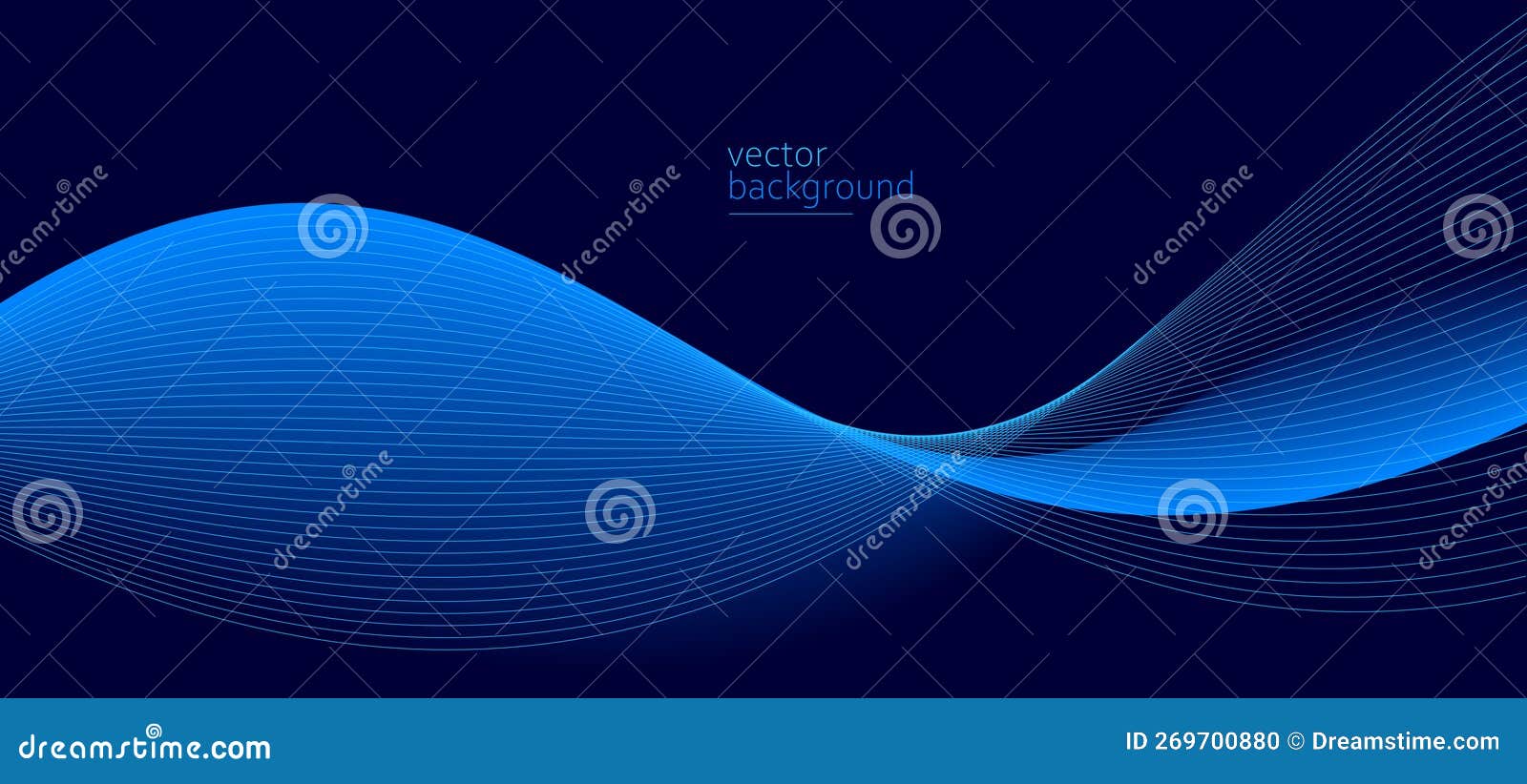 Curve Shape Flow Vector Abstract Background in Dark Blue Gradient, Dynamic and Speed Concept