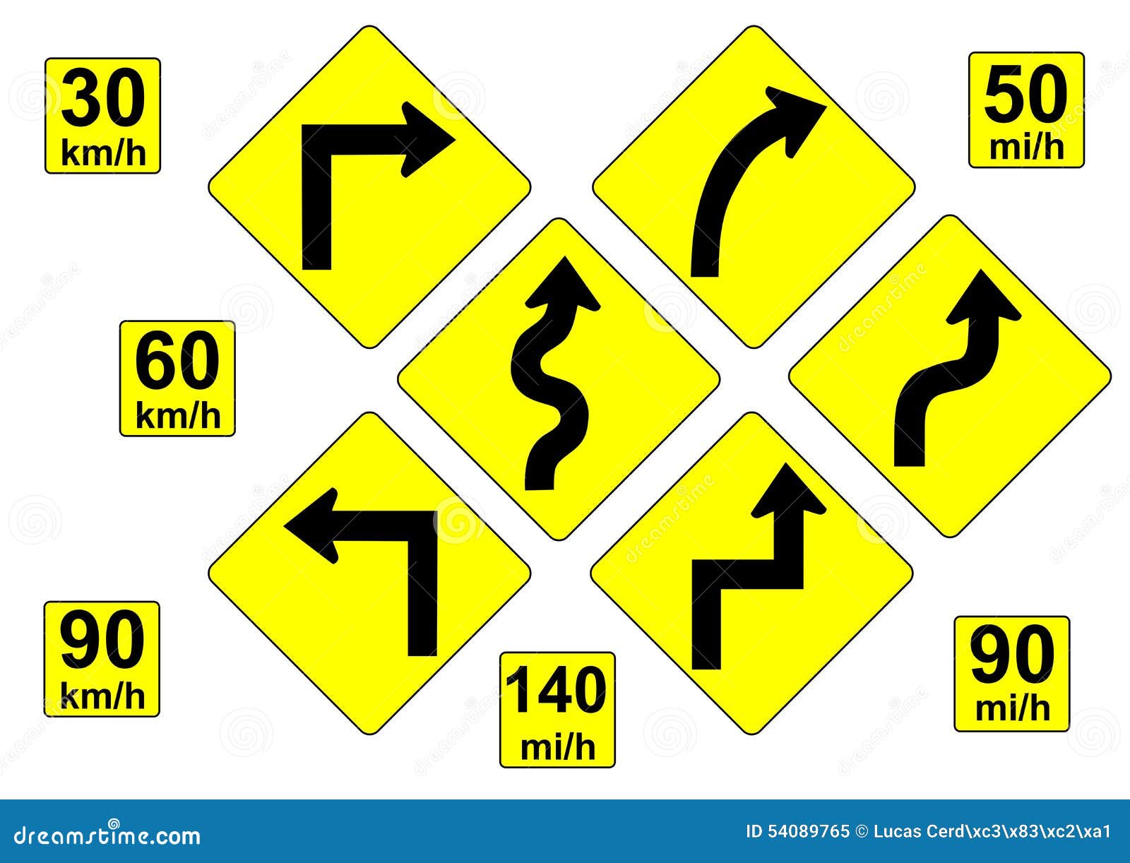 Curve Warning Signs Stock Illustration Image Of Medium 54089765 curve-warning-signs-stock-illustration-image-of-medium-54089765