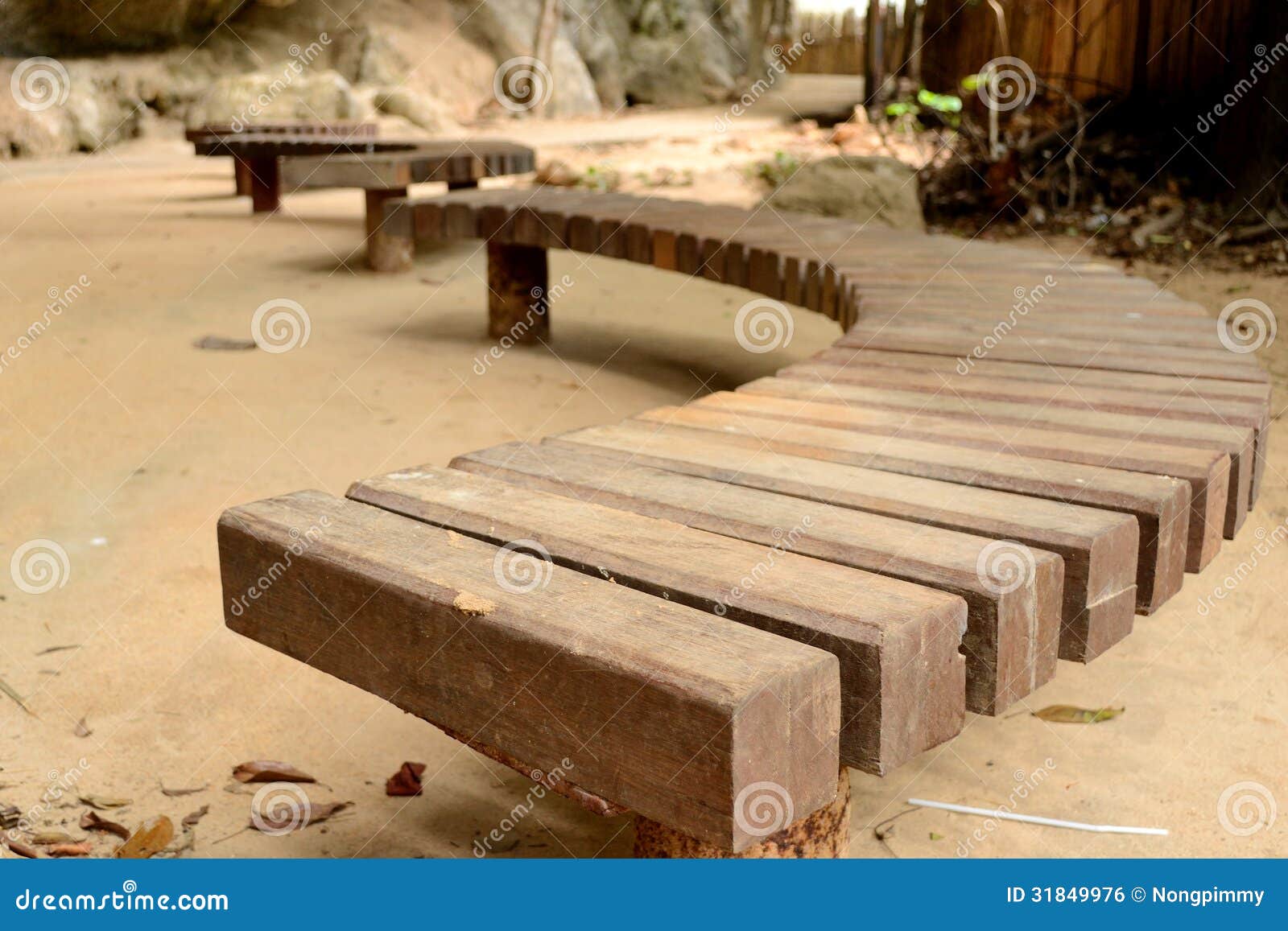 Curve Wooden Bench stock photo. Image of furniture, relax 