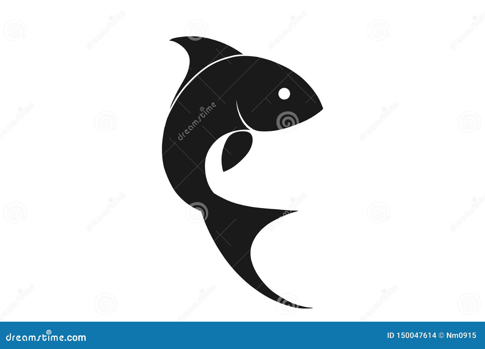 Download Curved Fish Silhouette Icon. Isolated Vector Image Of Wild ...