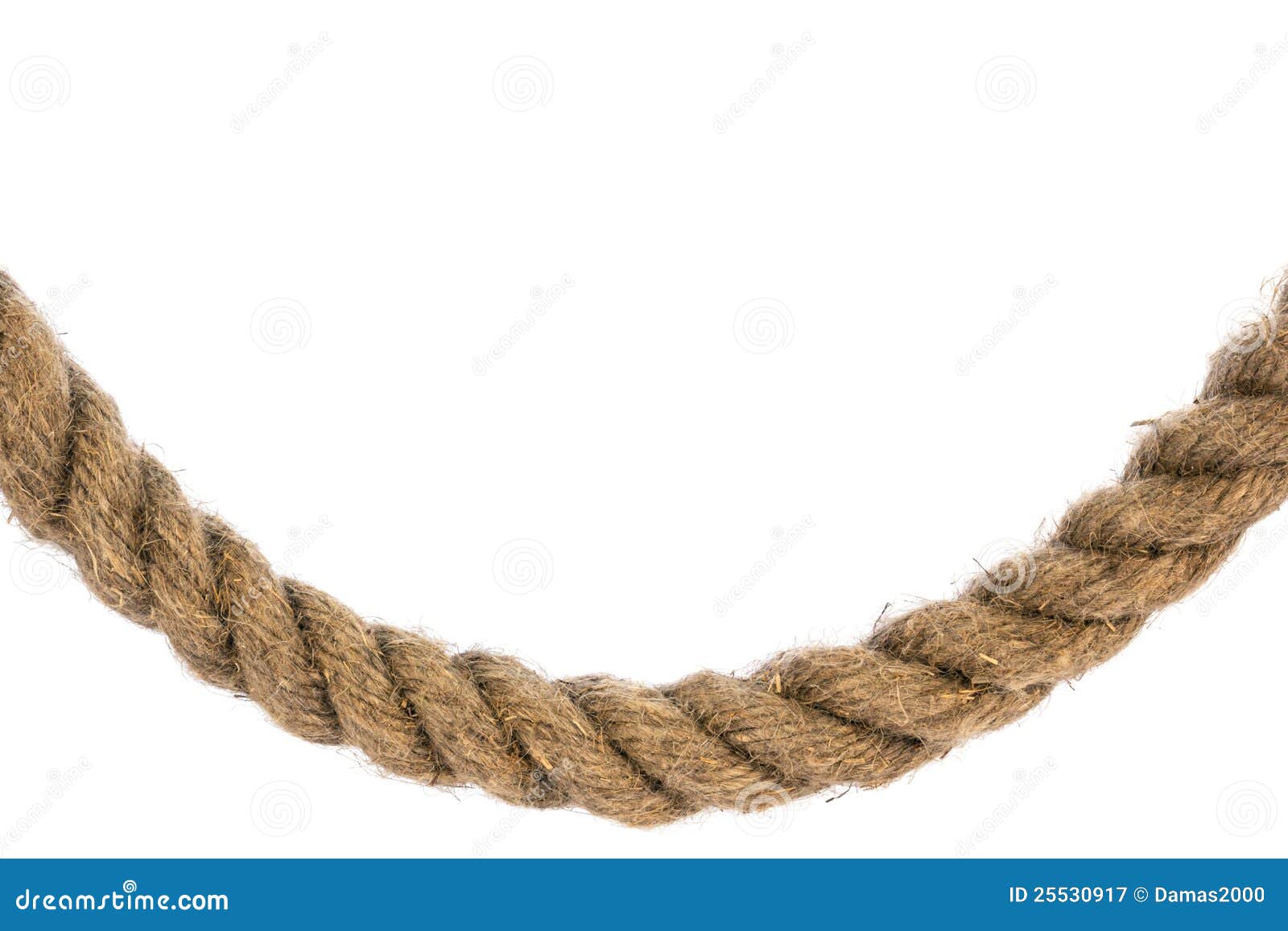 Roll of a thin rope with a loop for hanging, isolated on white background  Stock Photo