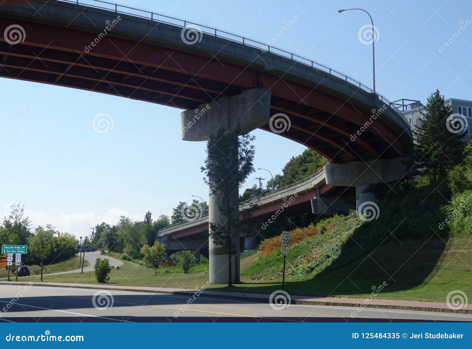 Curved Highway Overpass Inclined View From Underneath Stock Image Image Of Inclined Loop