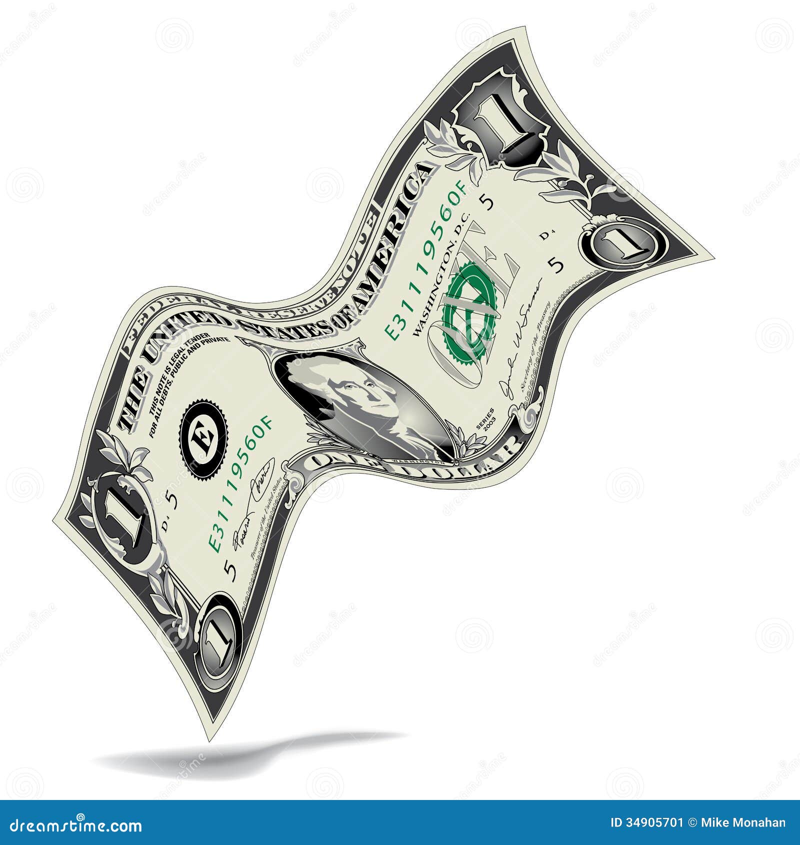 Curved One Dollar Bill Stock Image - Image: 34905701