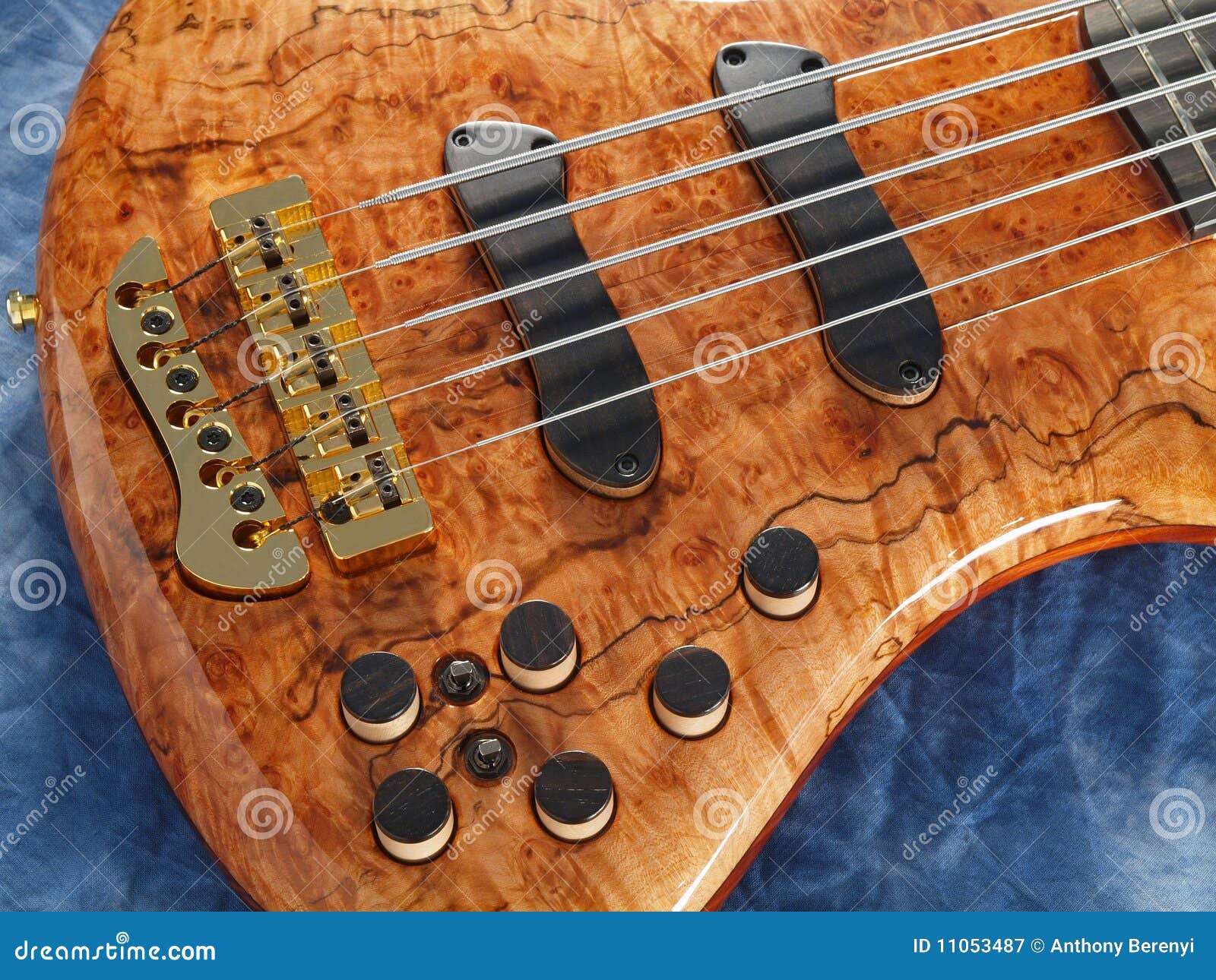 Curved Patterned Wood Bass Guitar Closeup Stock Image Image of chord