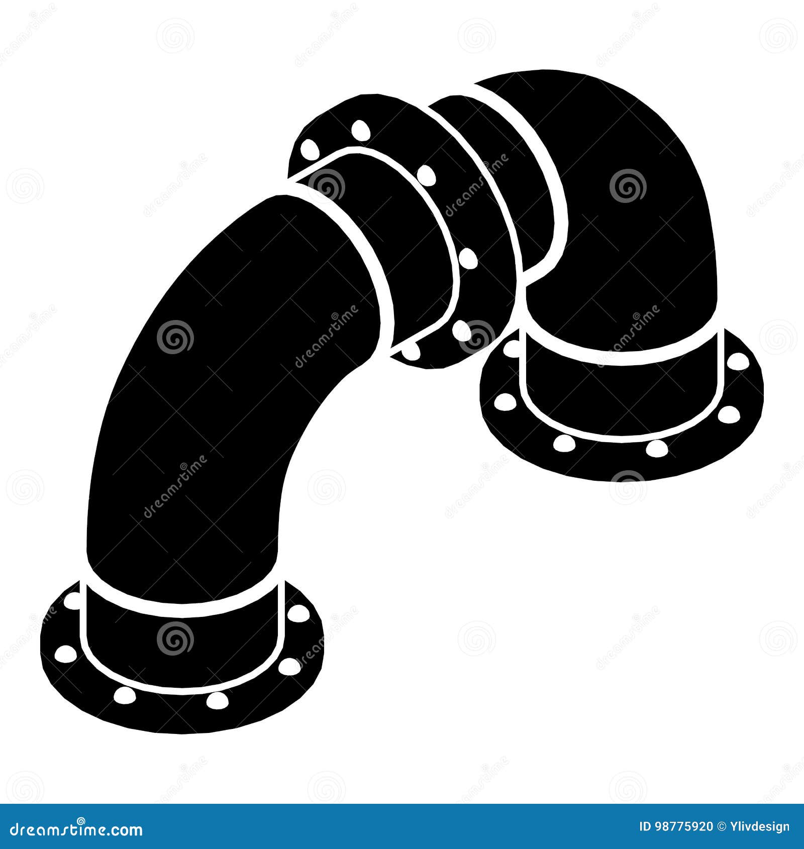 Curved Pipe Icon, Simple Black Style Stock Vector Illustration of