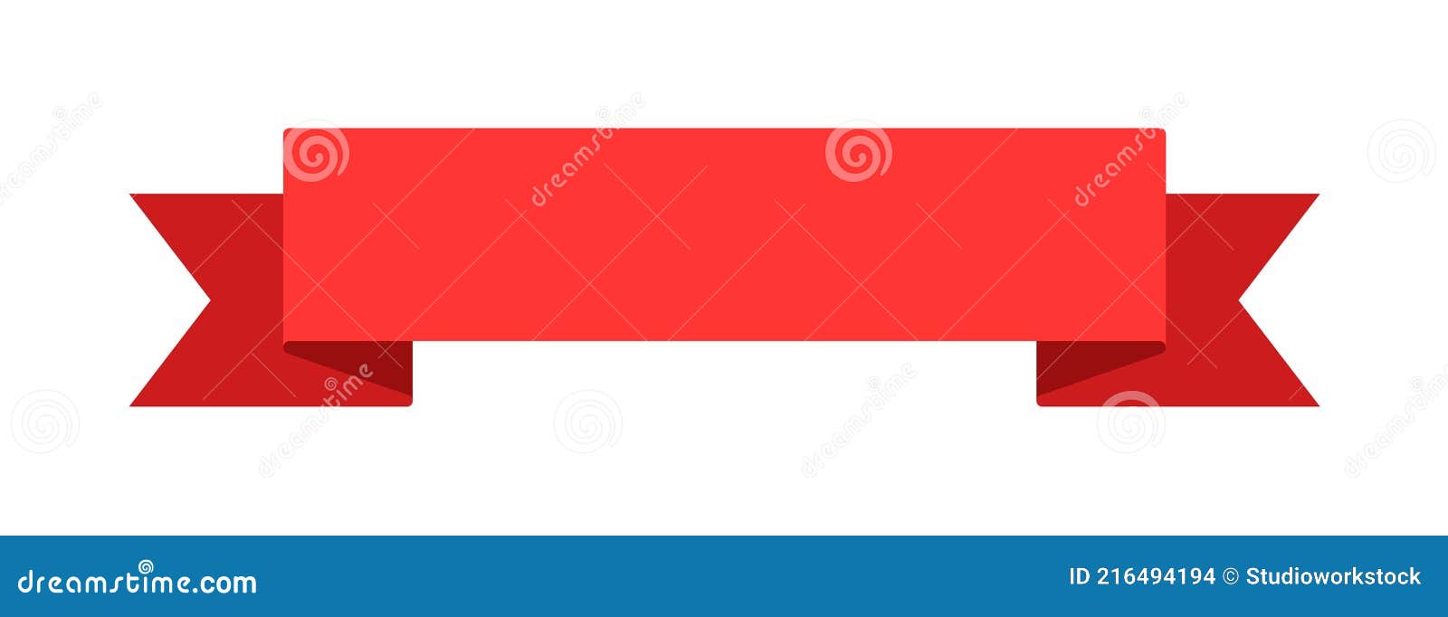 curved red banner ribbon flat   on white