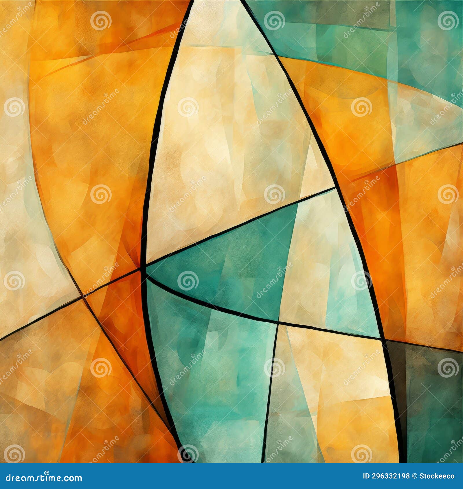 Curved Wall Abstract Art Piece in Soft Cubism Style Stock Illustration