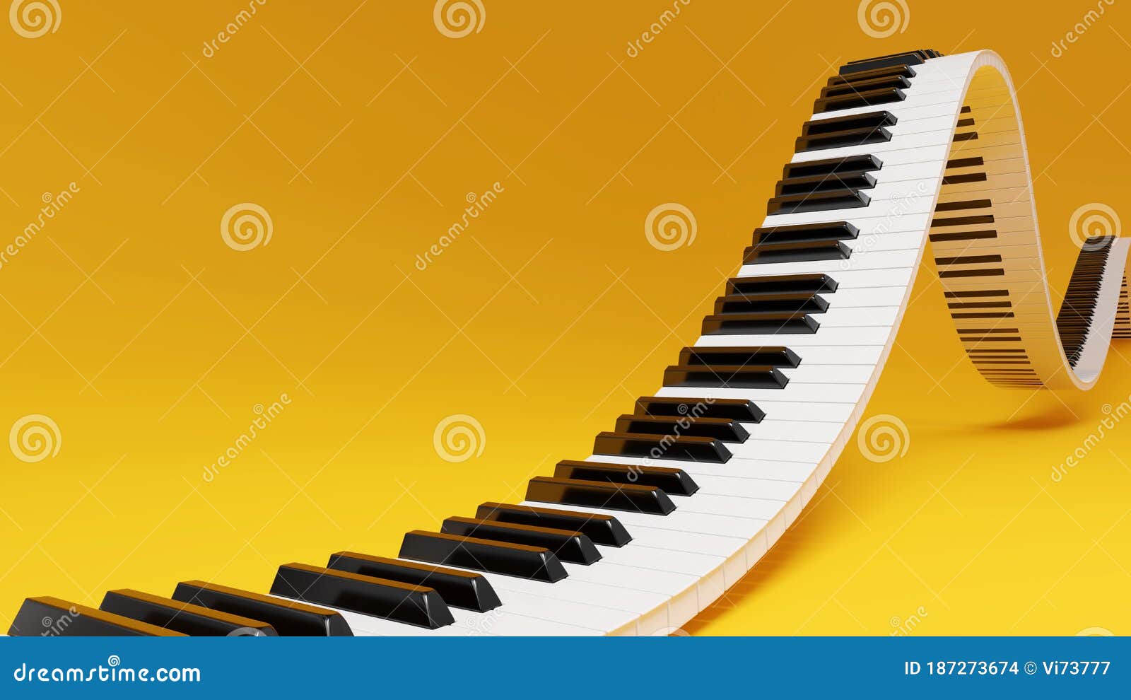 Curved Wavy Grand Piano Keyboard On Yellow Background Abstract Design For Music Banners 3d Rendering Image Stock Illustration Illustration Of Banner Octave 187273674
