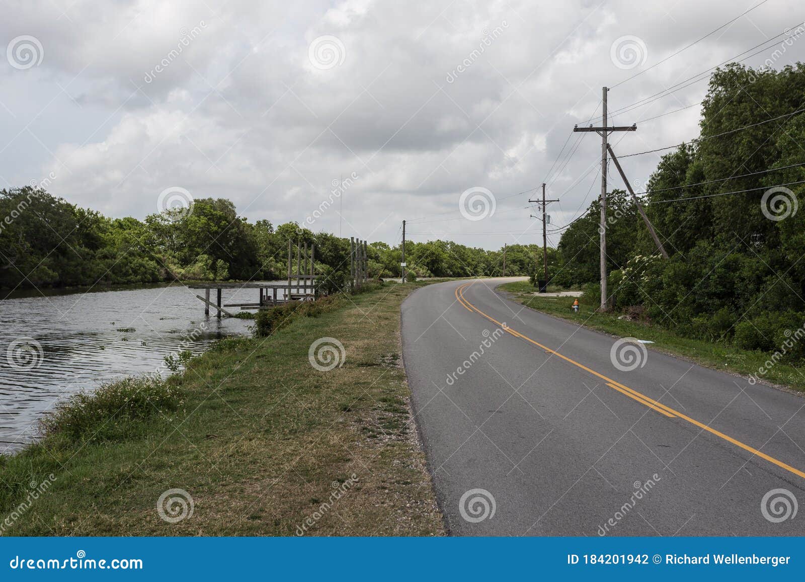 Curving Roadway Deep in the Bayou of Louisiana Stock Photo Image of