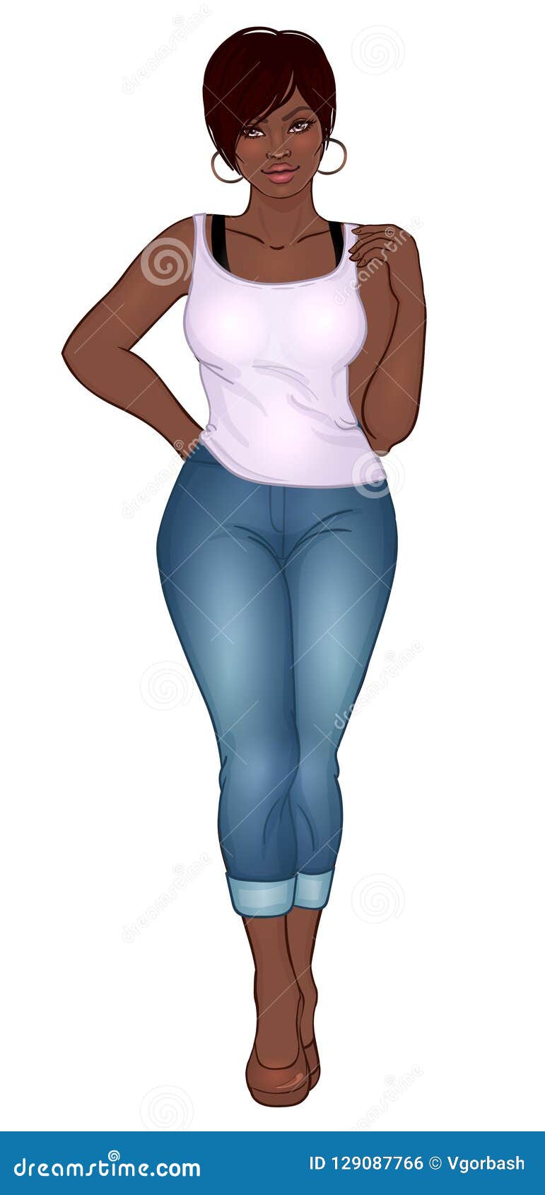 Download Curvy African American Girl In Casual Wear And High Heels ...