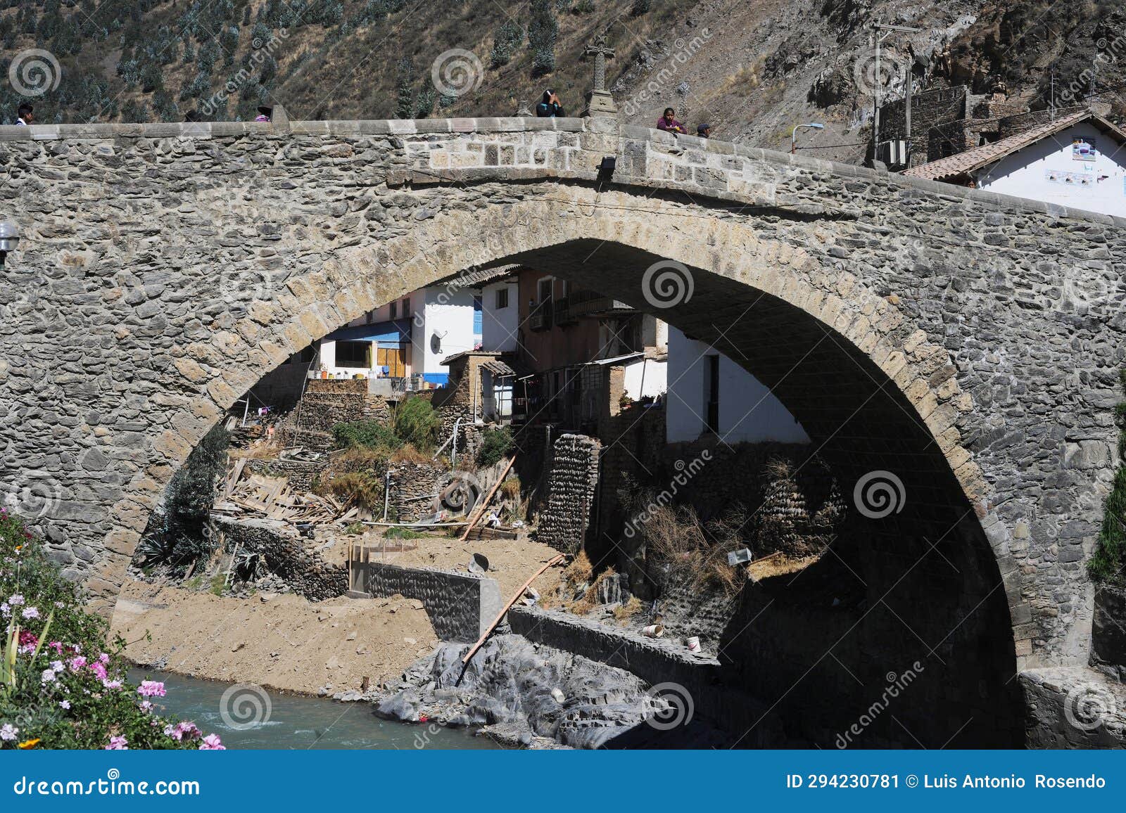 historic colonial bridge carlos lll paucartambo town peru