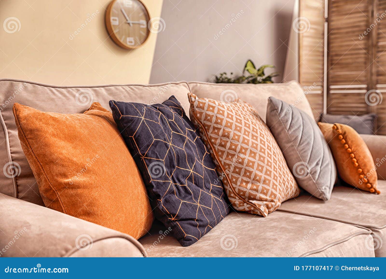 orange patterned cushions