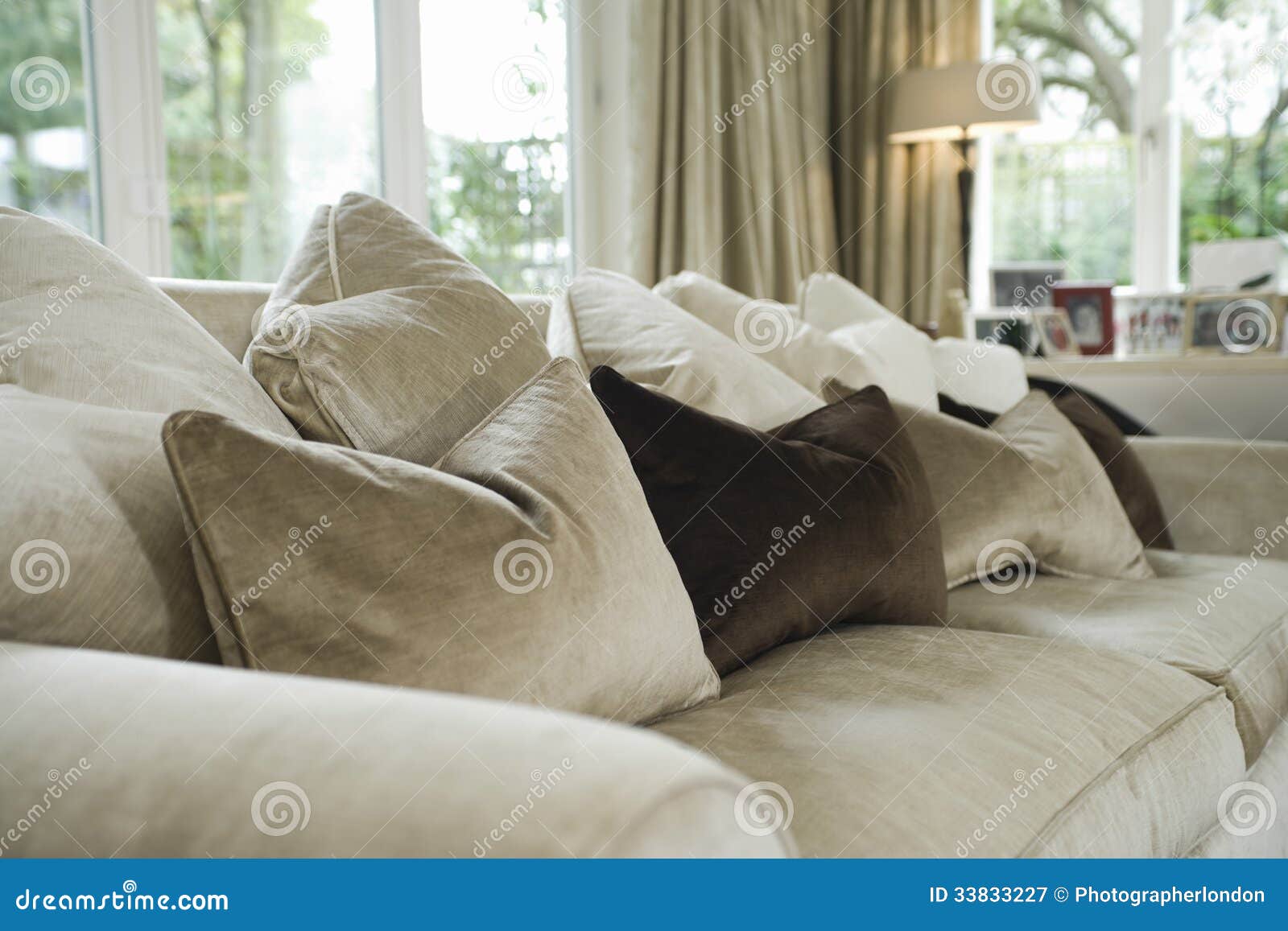 Cushions On Sofa In Living Room Royalty Free Stock Photography