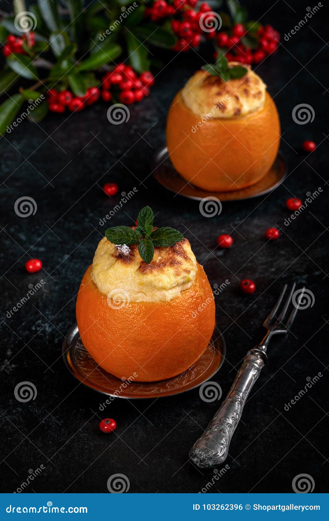 Custard Souffle in Orange stock photo. Image of baked 103262396
