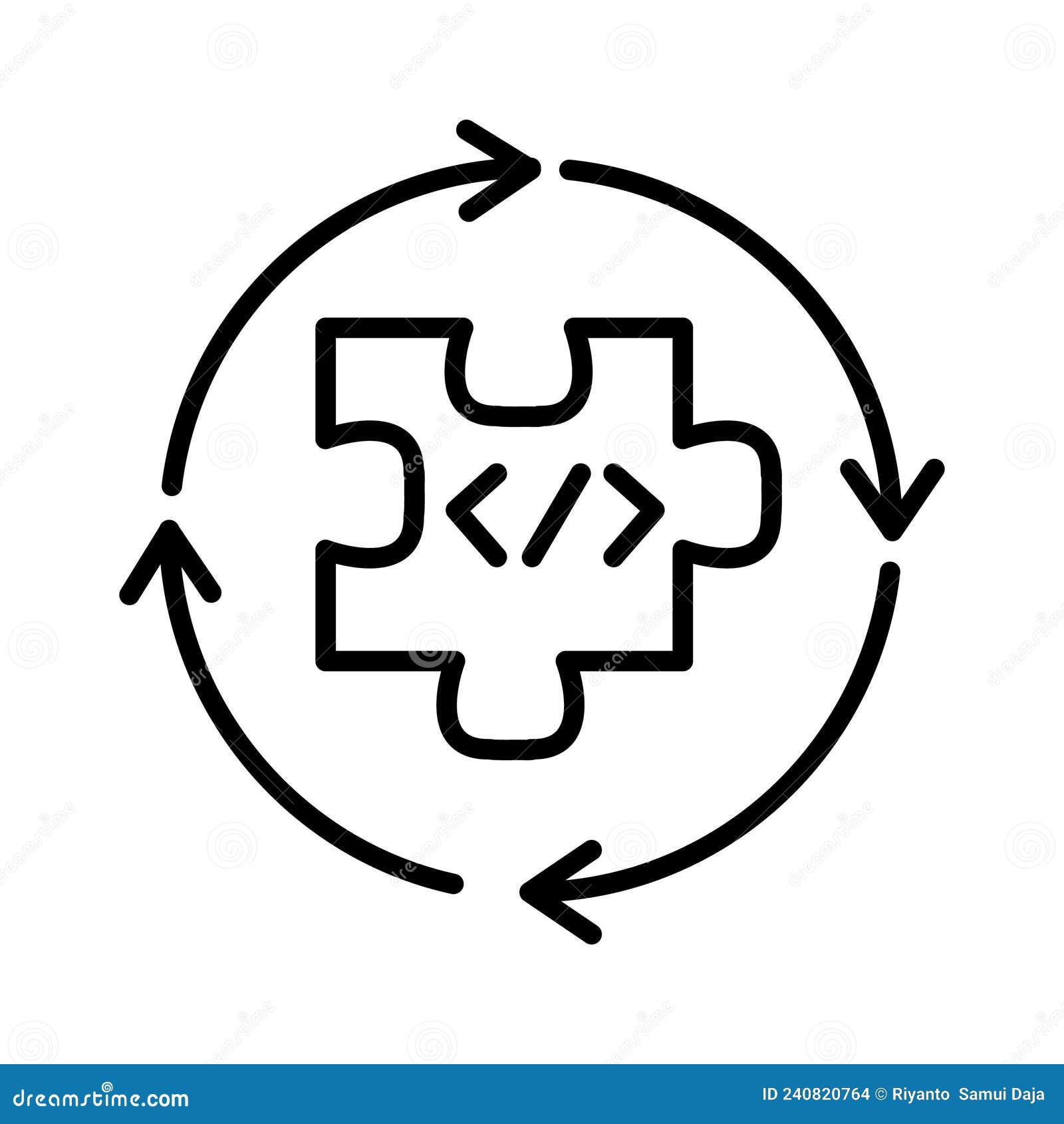 Custom Code Black and White Icon Illustration Stock Vector