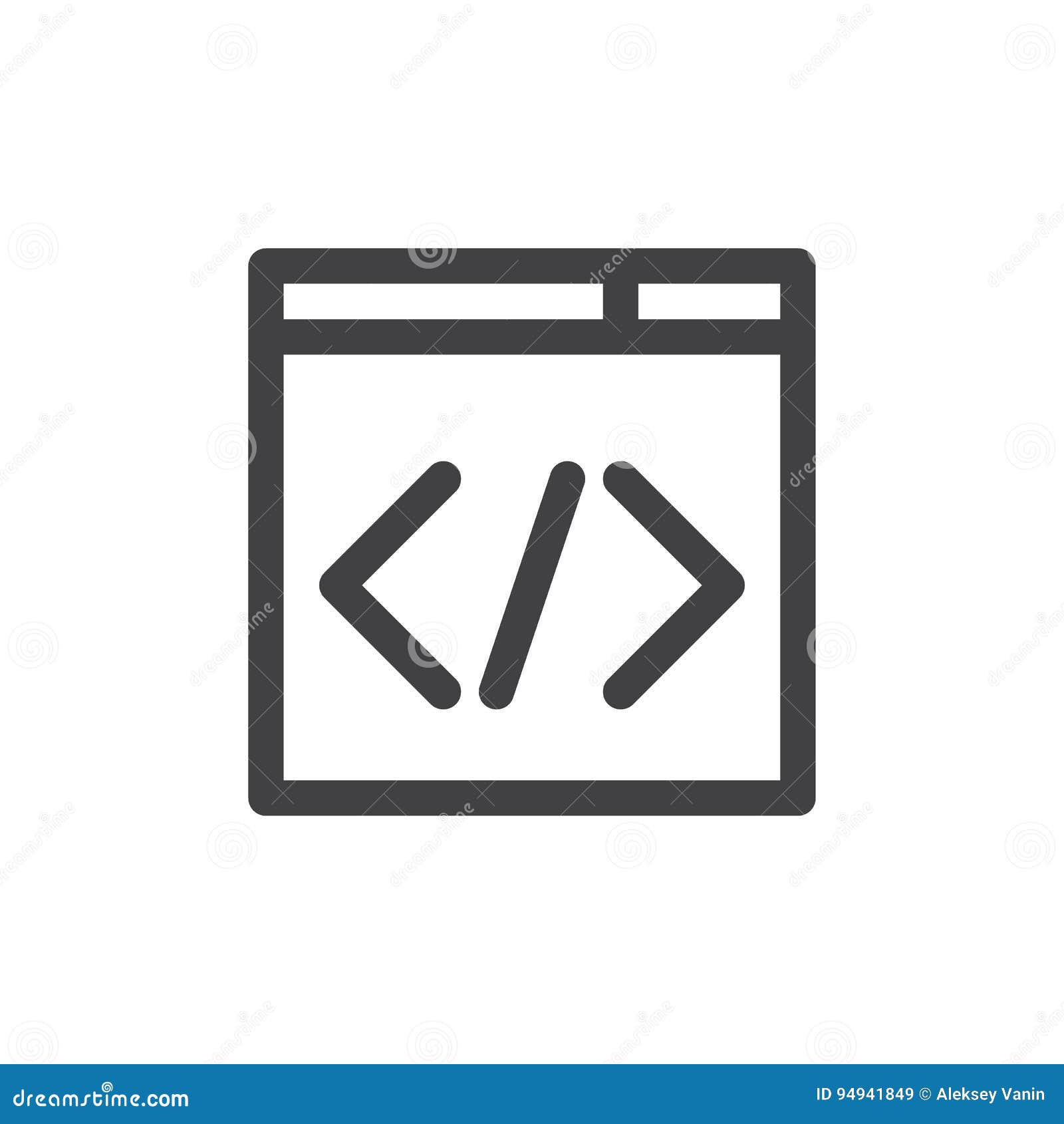 custom code line icon, outline  sign, linear style pictogram  on white.