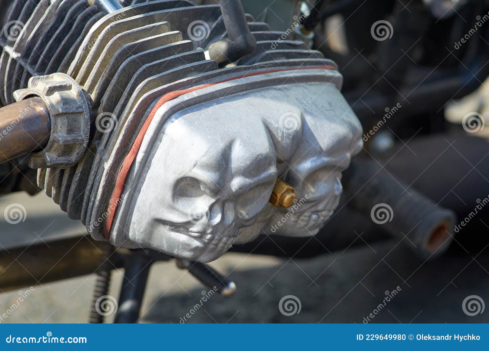 Custom Cylinder Head of Motocycle Stock Photo Image of steel