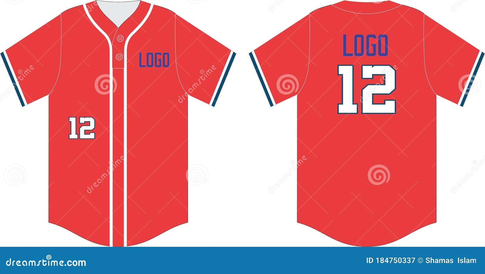 Custom Design Baseball Jerseys Mockups Templates Illustrations Stock Vector  - Illustration of design, fashion: 184750337