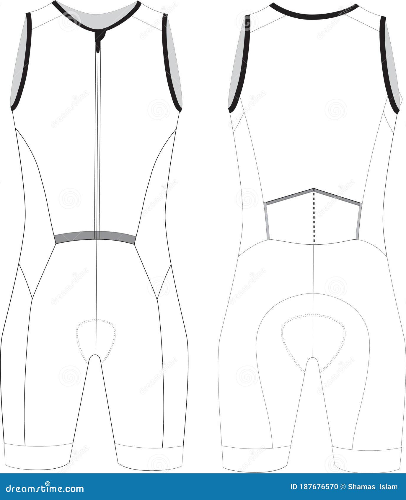 Custom Design Cycling Sleeveless Skinsuit Blank Templates Mock Up ...