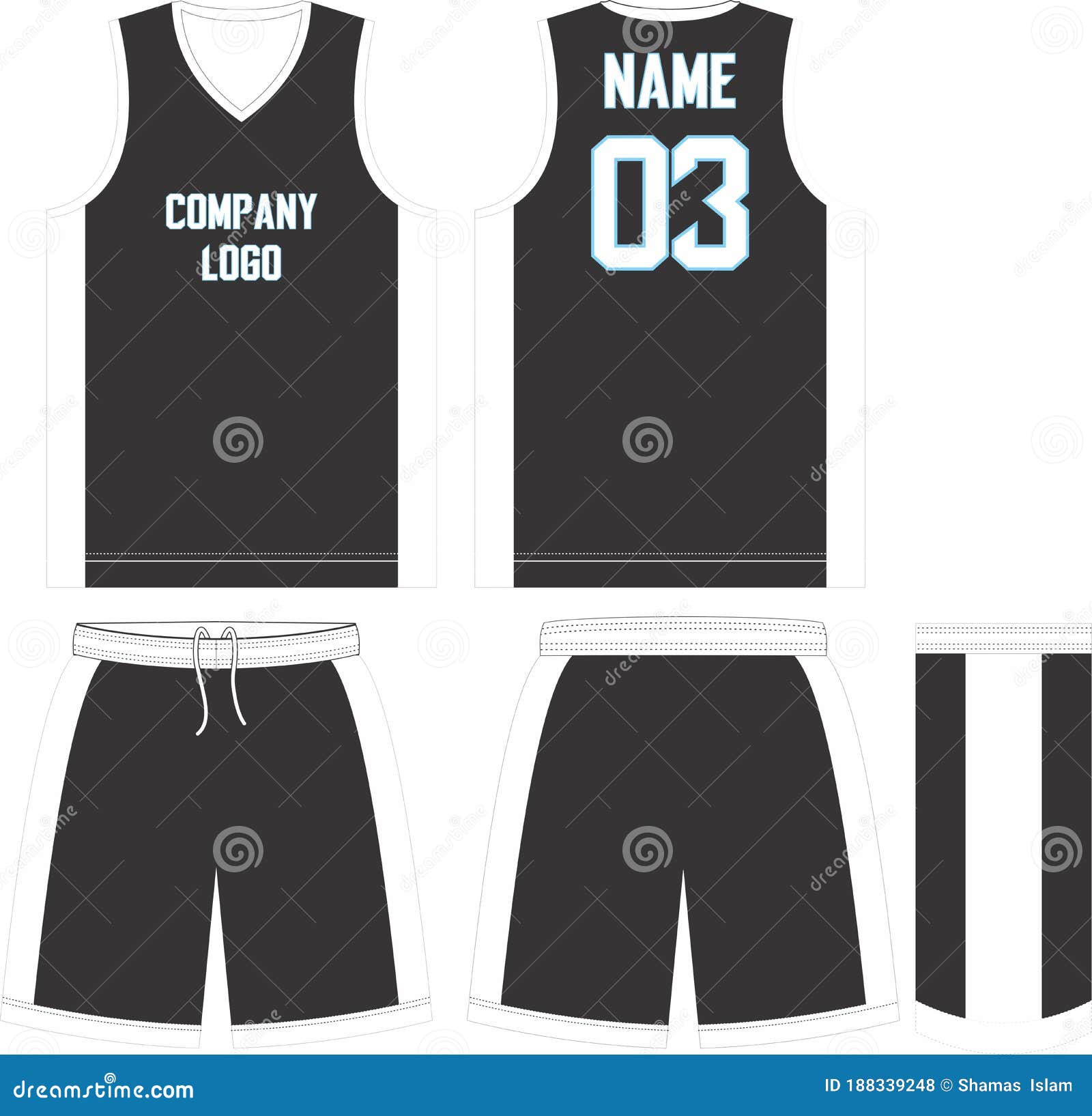 Custom Designs Basketball Uniform Jersey Shorts Front and Back View ...