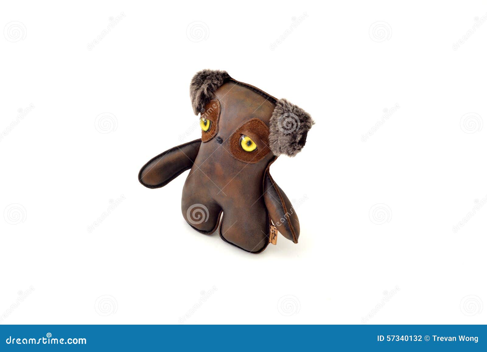 Custom Handcrafted Stuffed Leather Toy Puppy Right Stock Photo