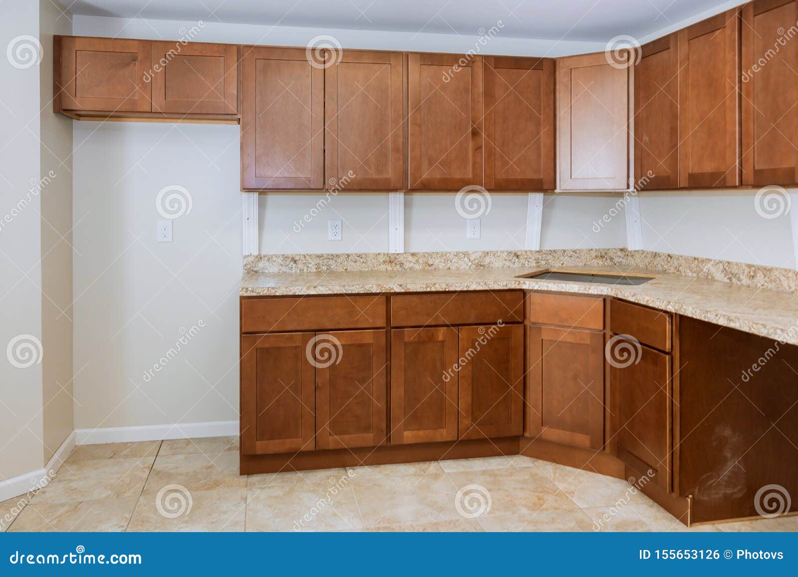 Custom Kitchen In Various Of Installation Base Cabinets Stock