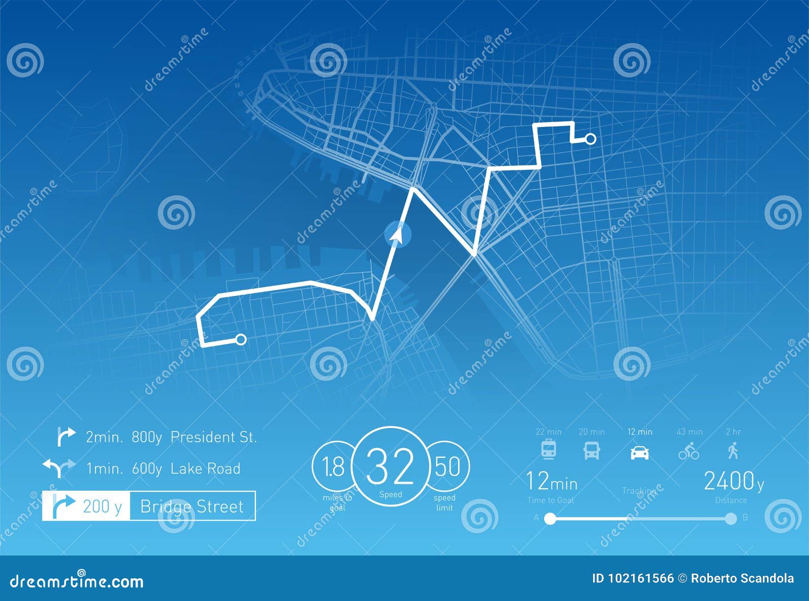Custom Navigation System Vector Illustration Stock Vector