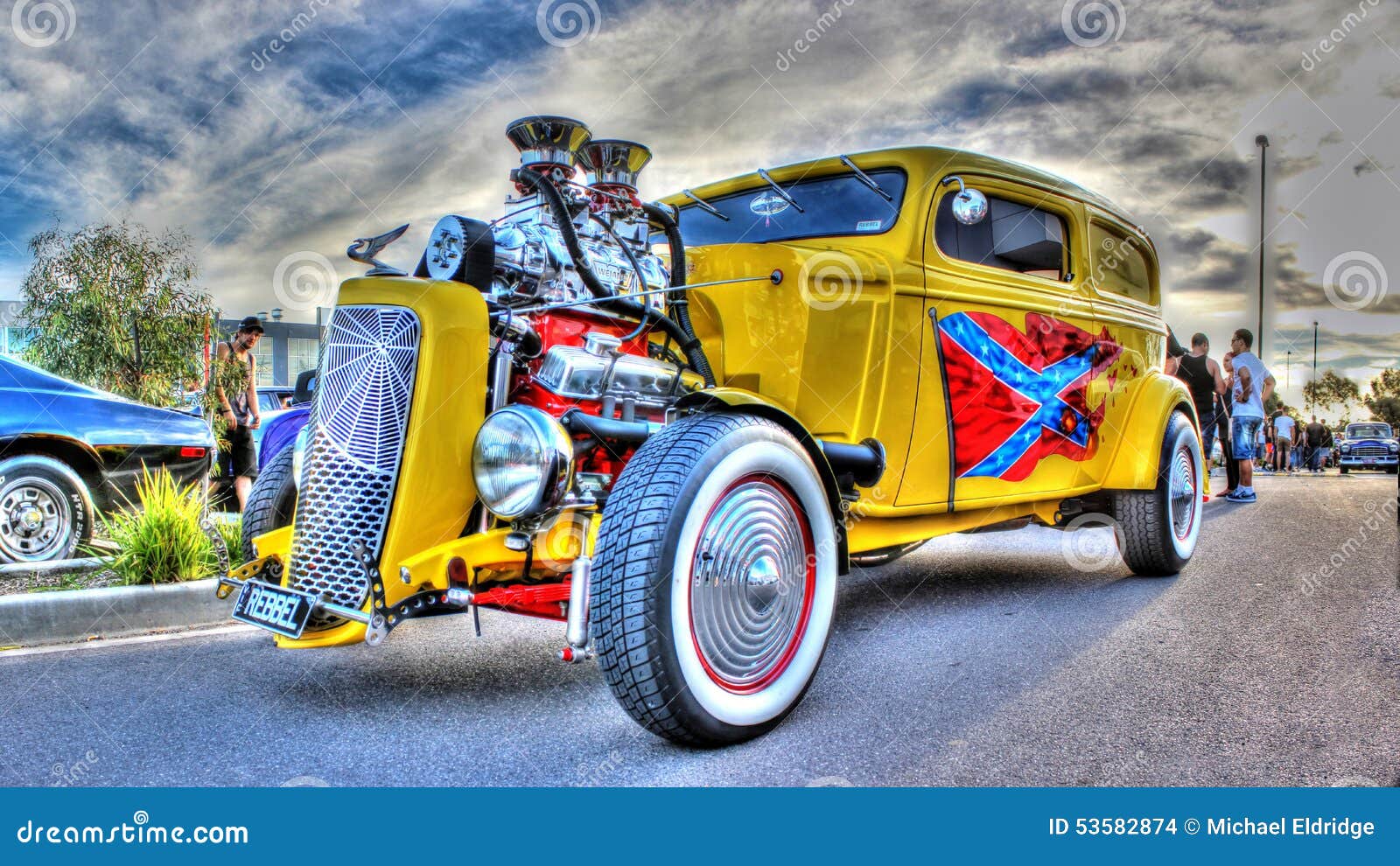 Custom painted hot rod editorial stock image. Image of silver 53582874