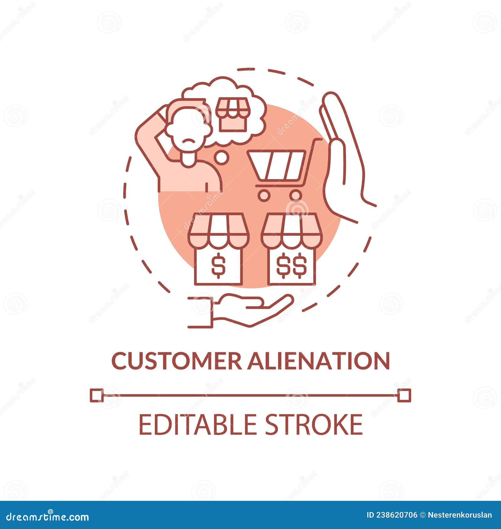 customer alienation terracotta concept icon