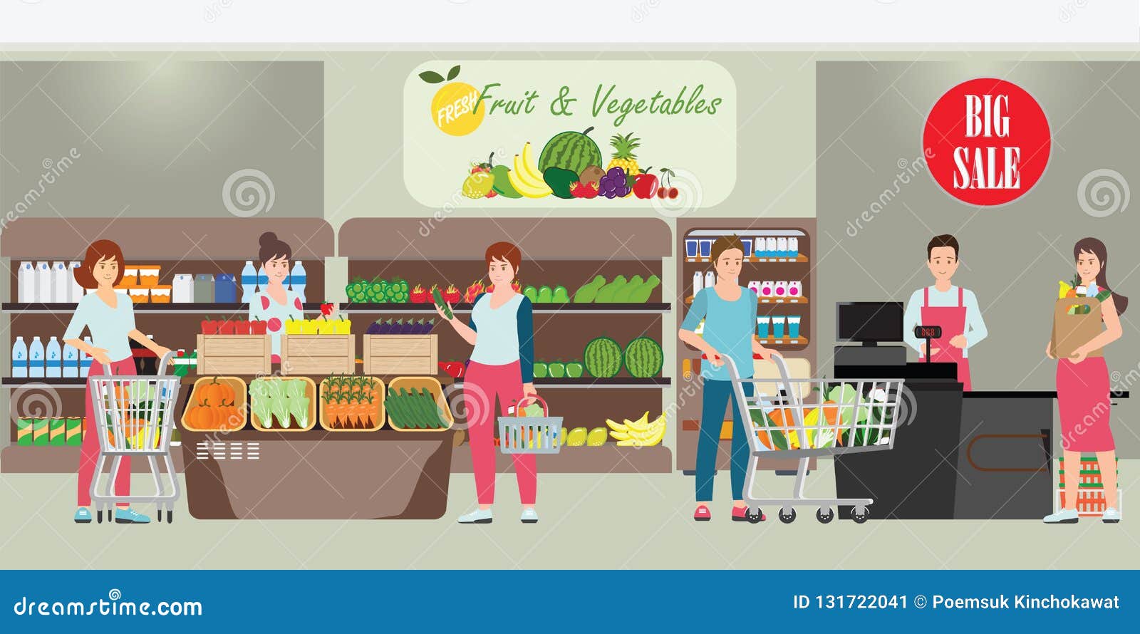 Grocery Store Cartoon ~ Vector Grocery Store Building 225642 Vector Art ...