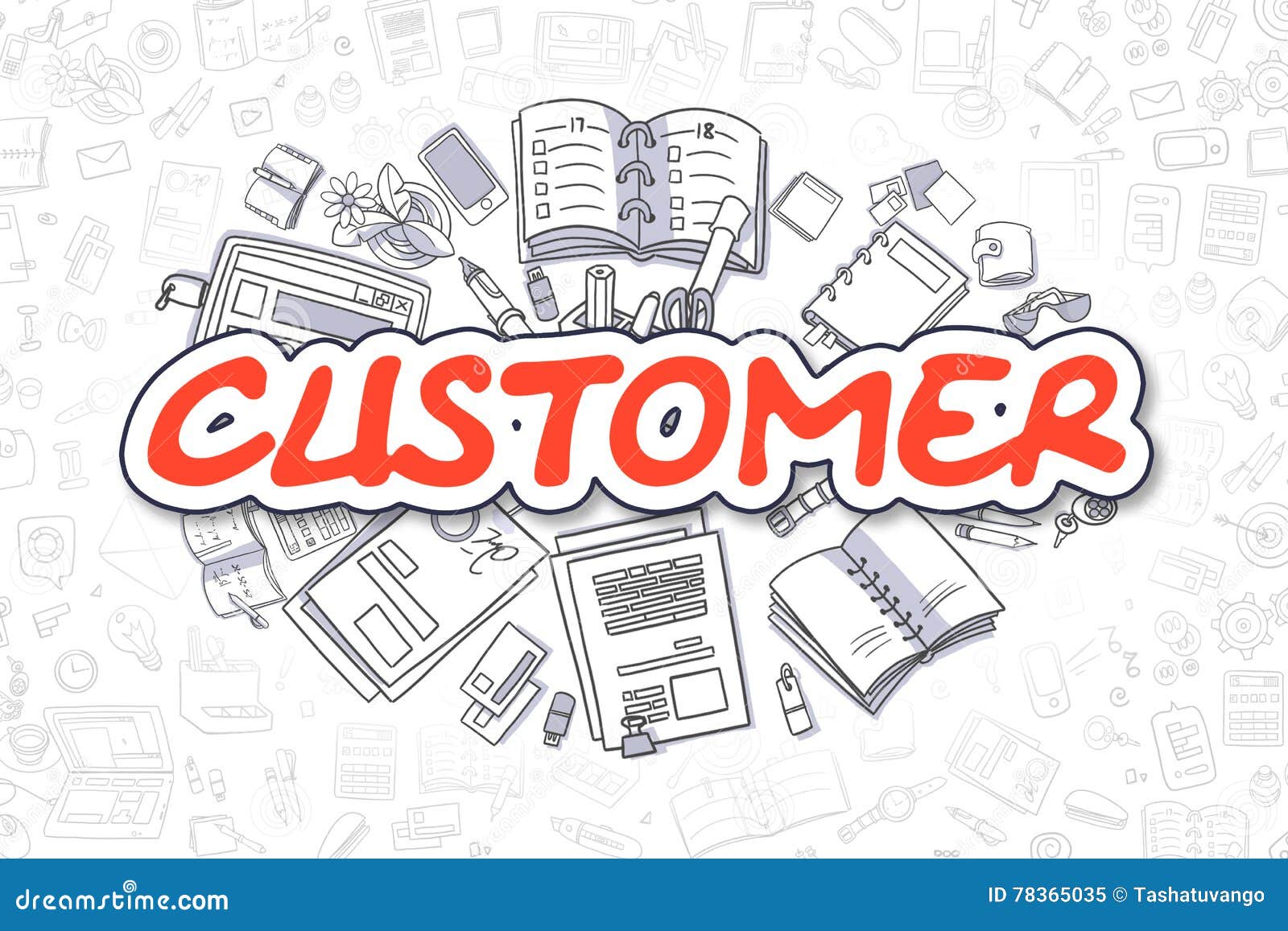 Customer - Doodle Red Text. Business Concept. Stock Illustration ...