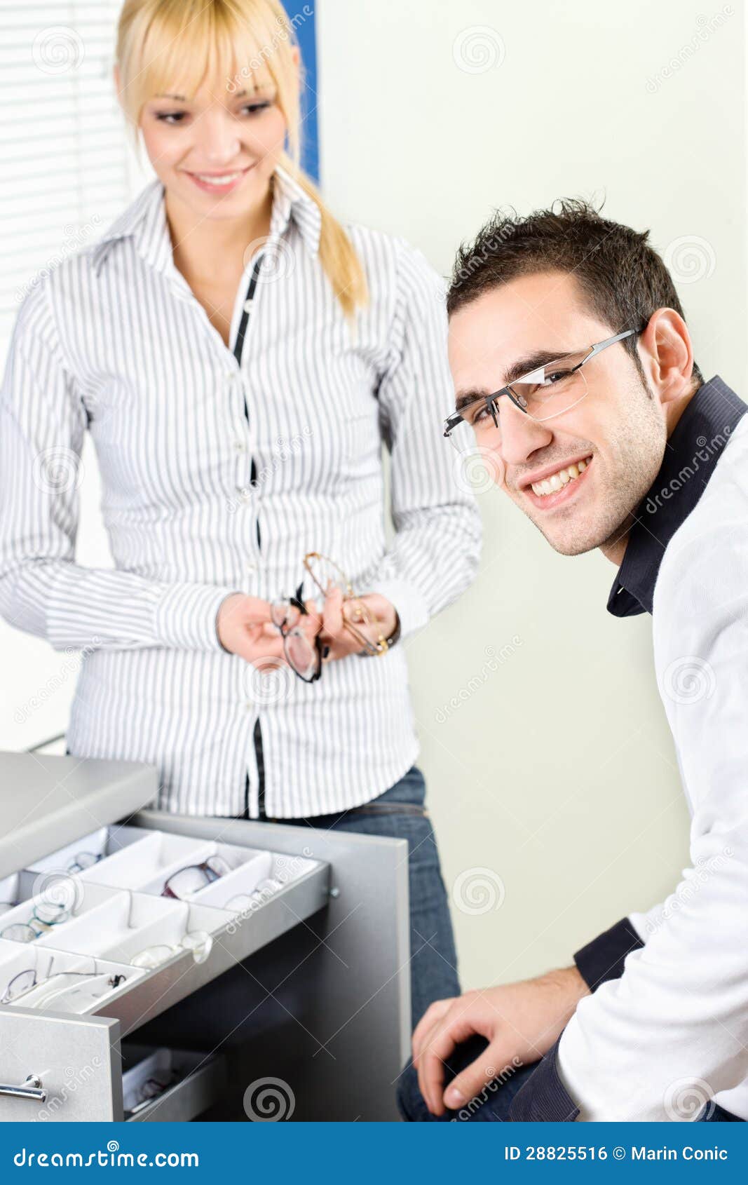 Customer at Eyeglasses Shop Stock Photo Image of opticians, choosing