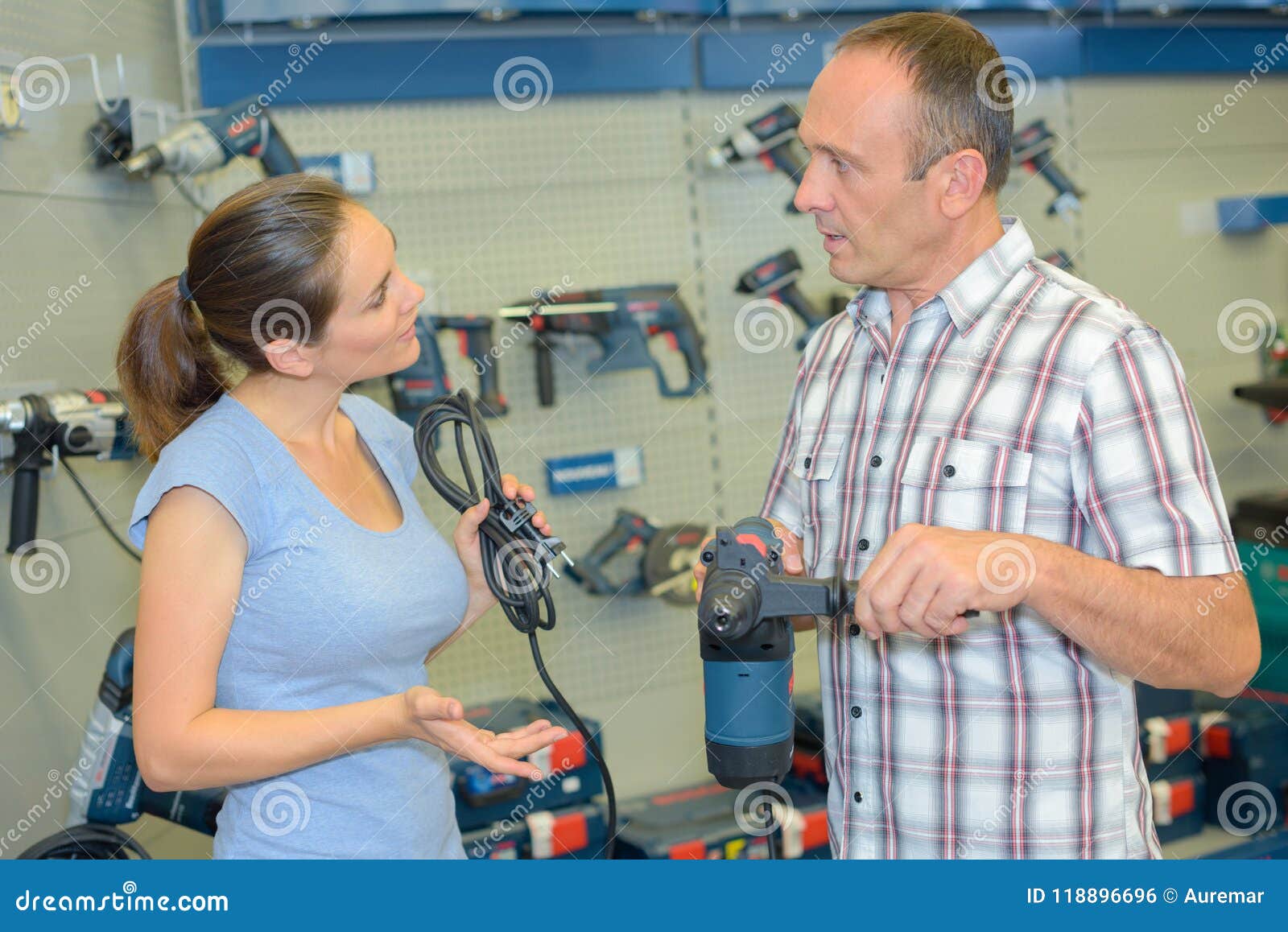 Customer in Hardware Store Buying Drill Stock Photo Image of drill