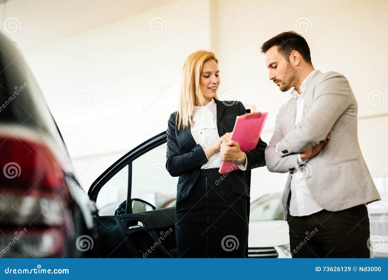 Customer Looking for a Car at Dealership Stock Image Image of
