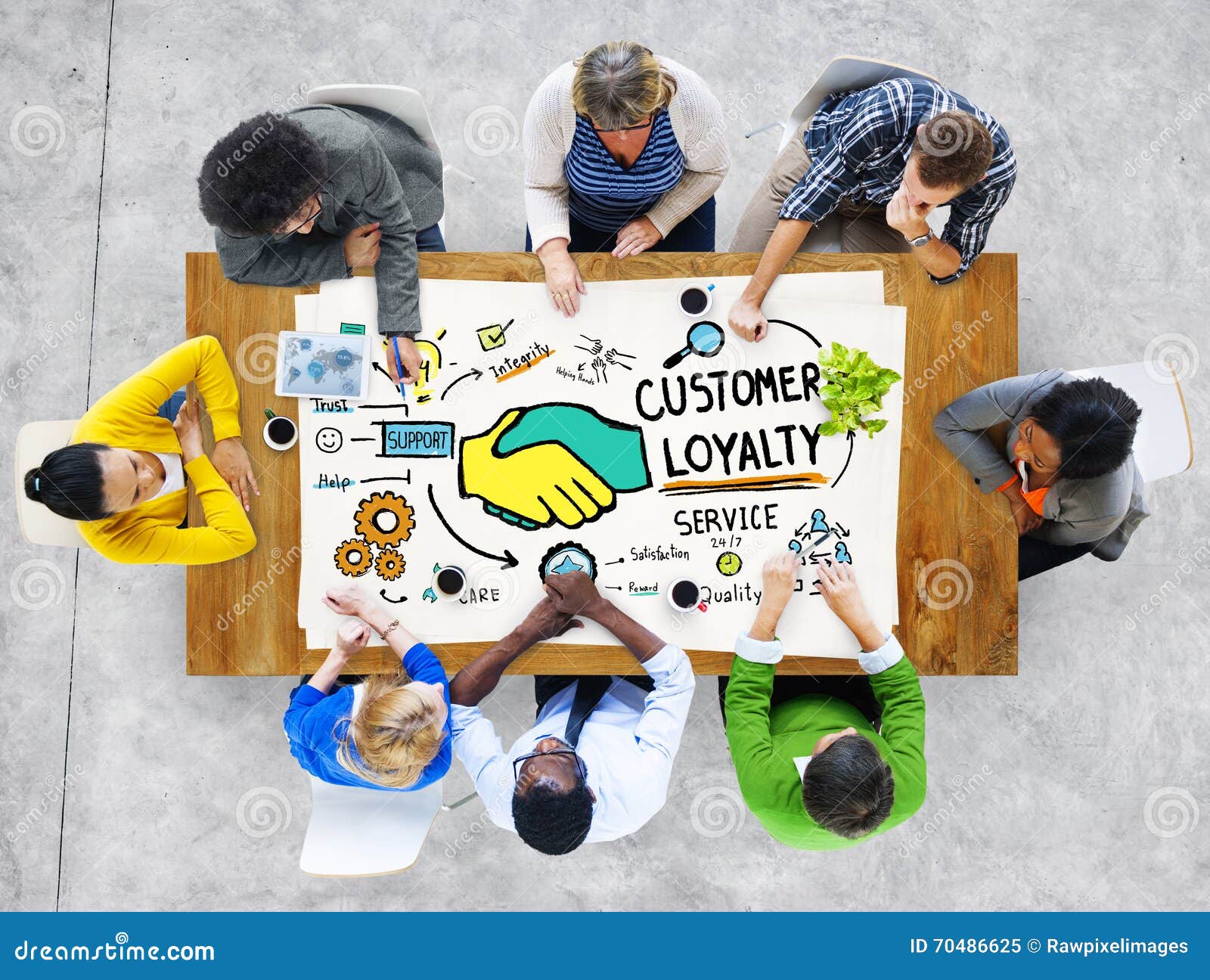 customer loyalty service support care trust casual concept