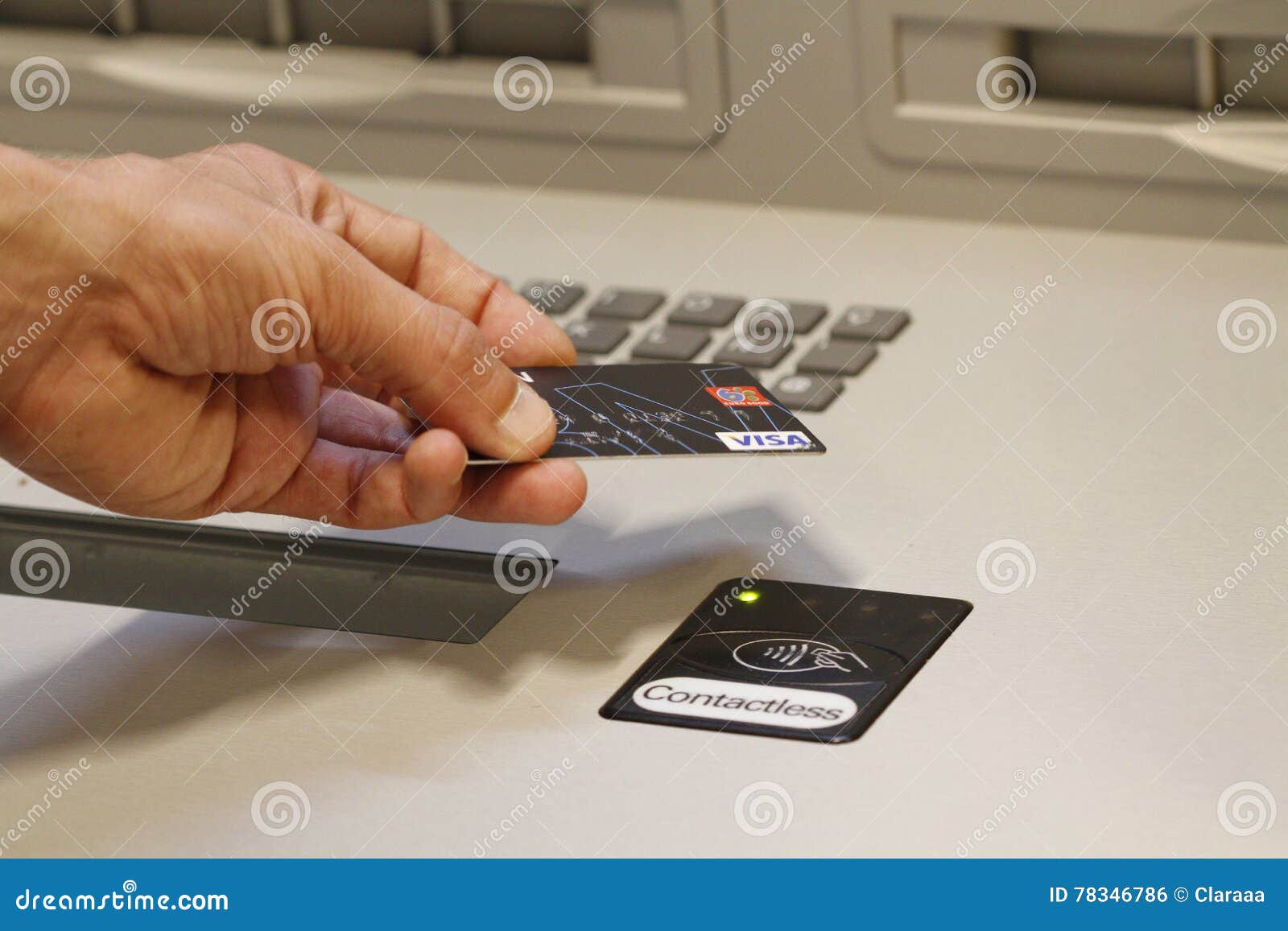 A Customer Paying Using Contactless Credit Cards Payment System