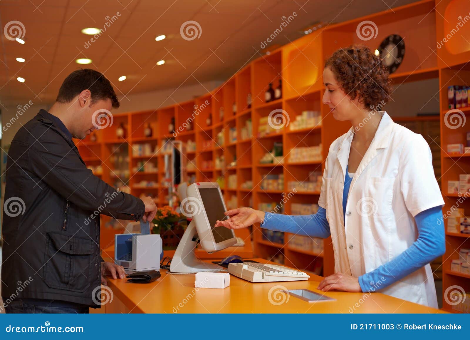 Customer in Pharmacy Paying Stock Image Image of coat, sell 21711003