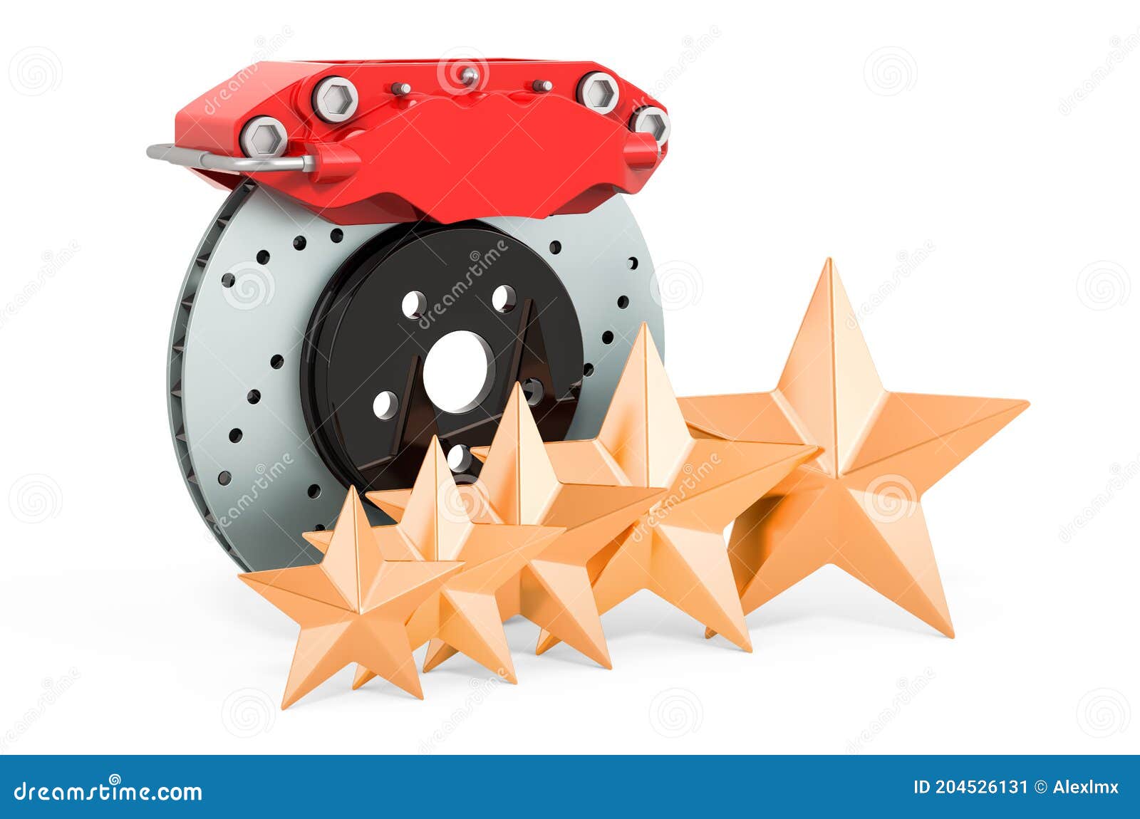 Customer Rating of Car Disc Brake with Caliper Concept. 3D Rendering