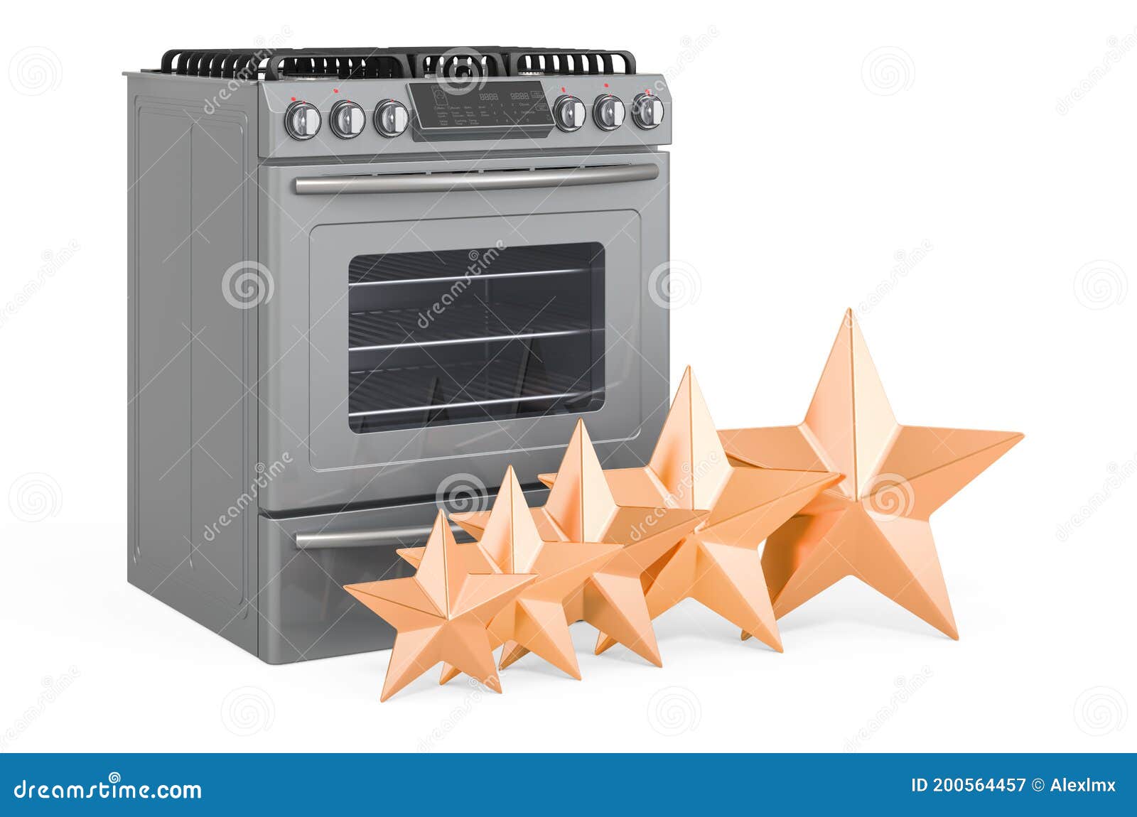 Customer Rating of Gas Range Concept. 3D Rendering Stock Illustration