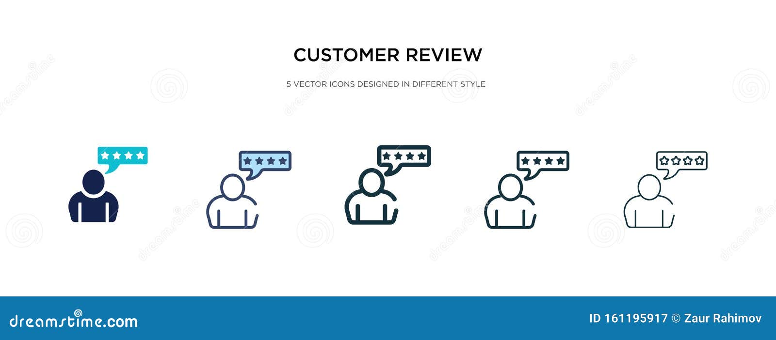 Customer review icon in different style vector illustration. two colored an...