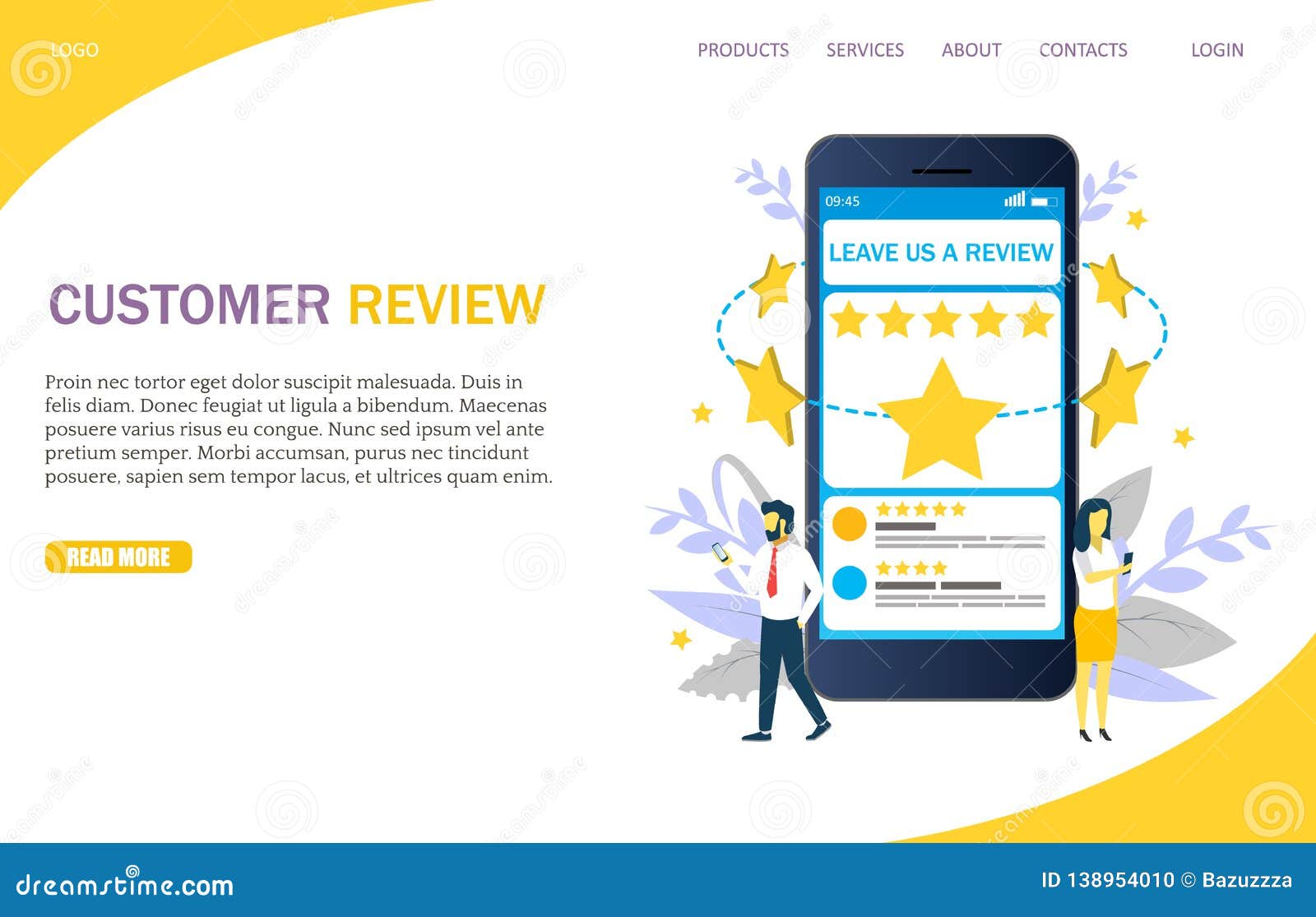 customer-review-vector-website-landing-page-design-template-stock