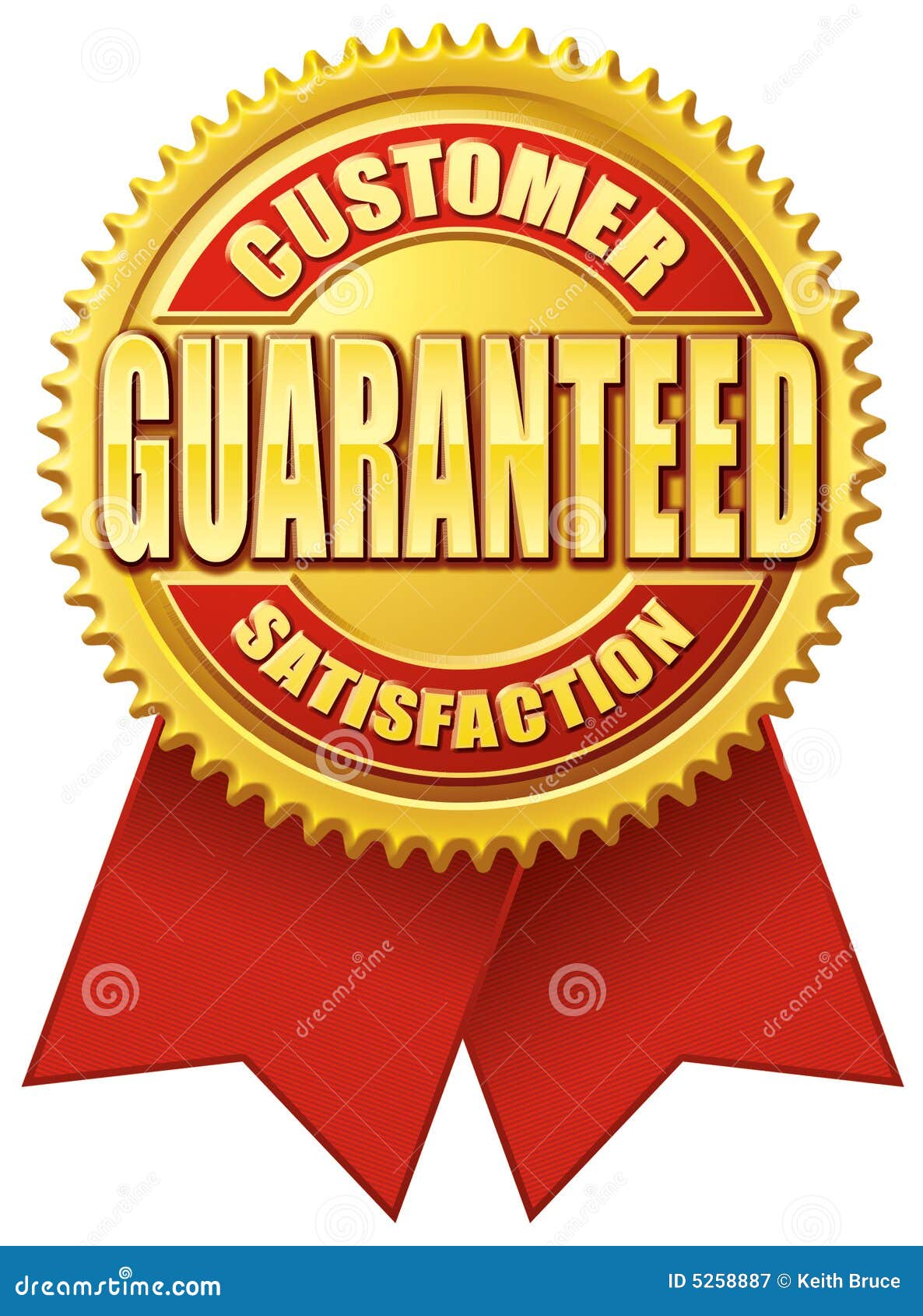 Customer Satisfaction Guaranteed Red Gold Stock Illustration