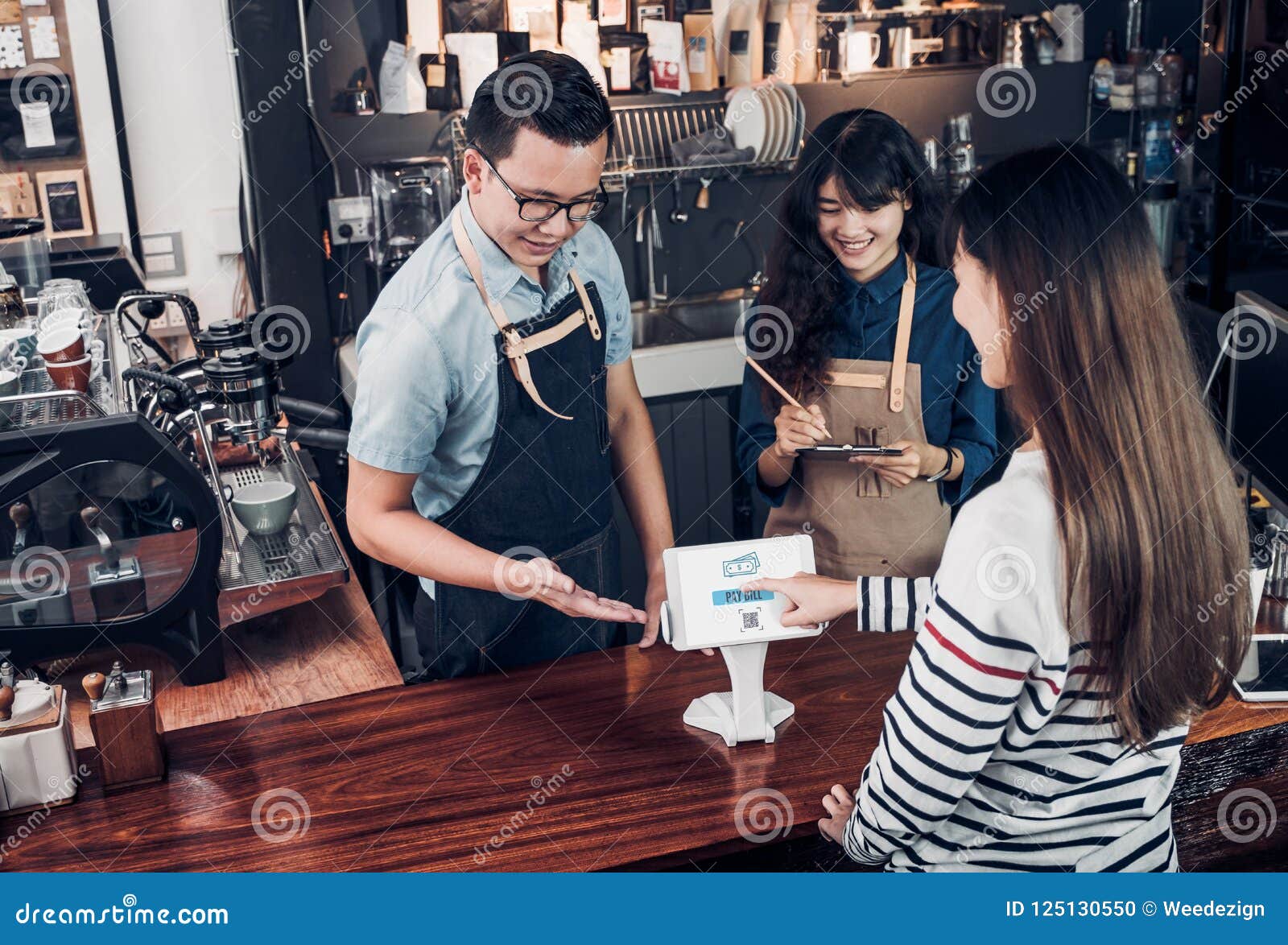 customer self service order drink menu with tablet screen and pa