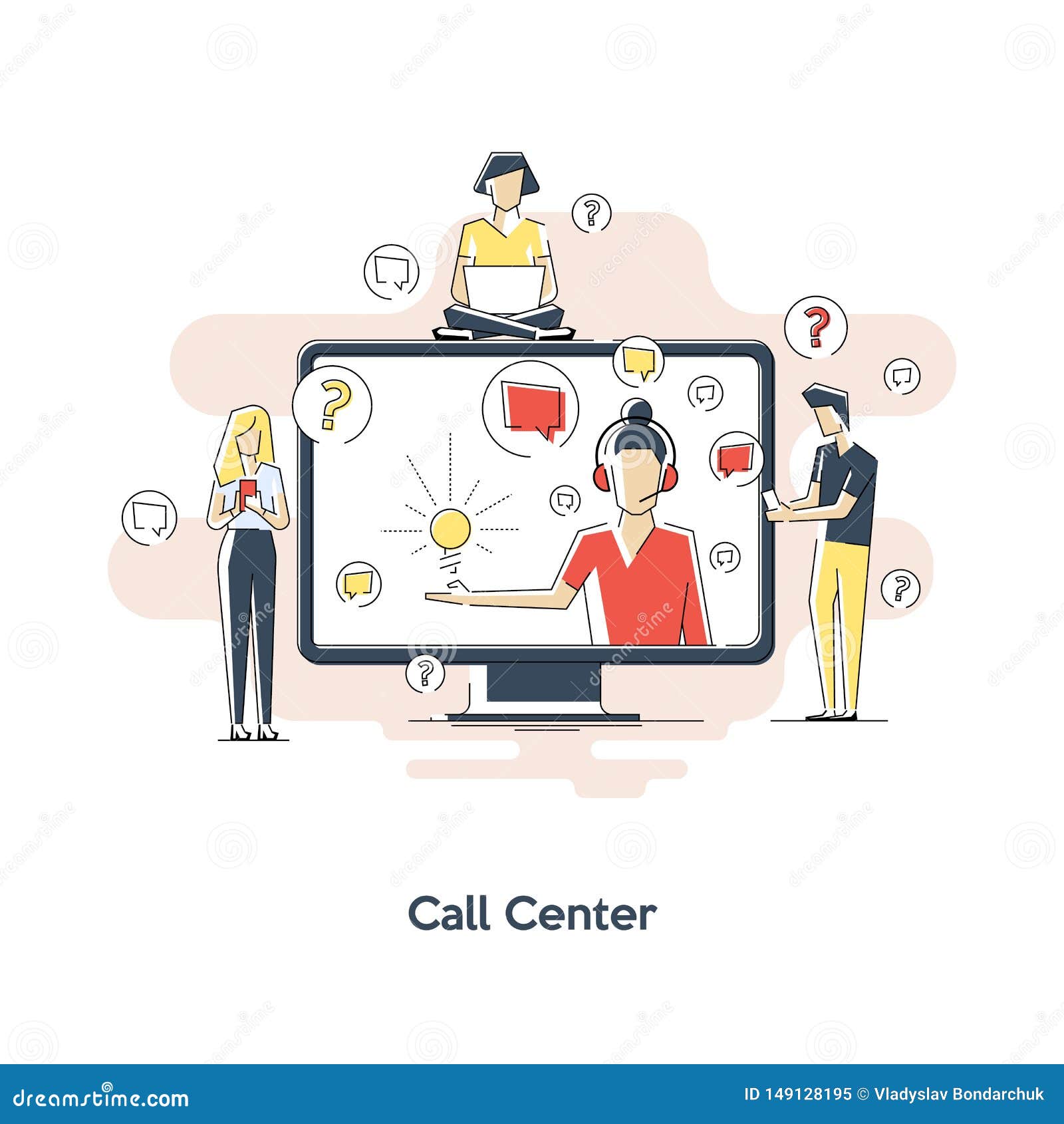 Customer Service Customer Assistance Flat Vector Illustration